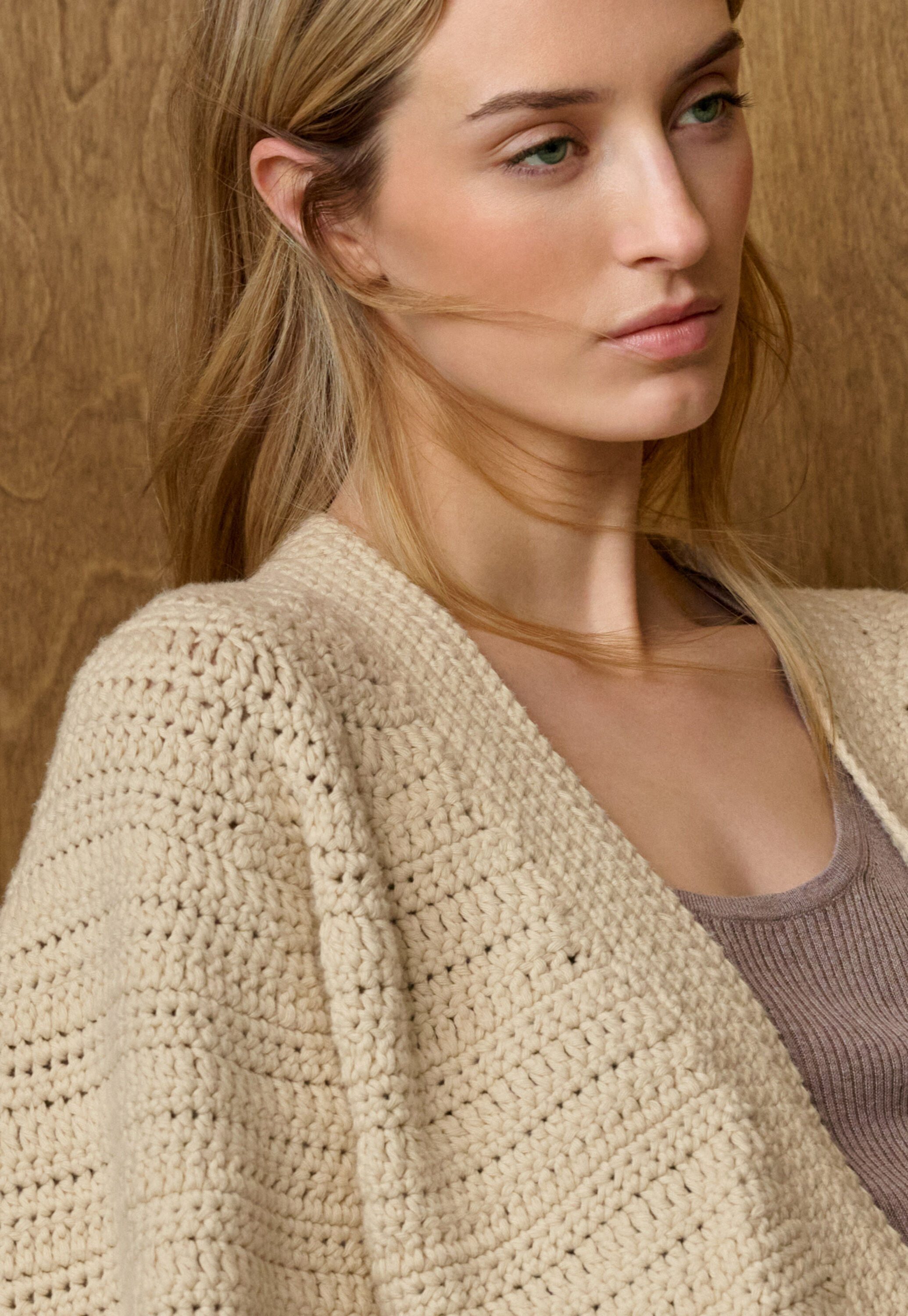 Hand-knit crochet cardigan