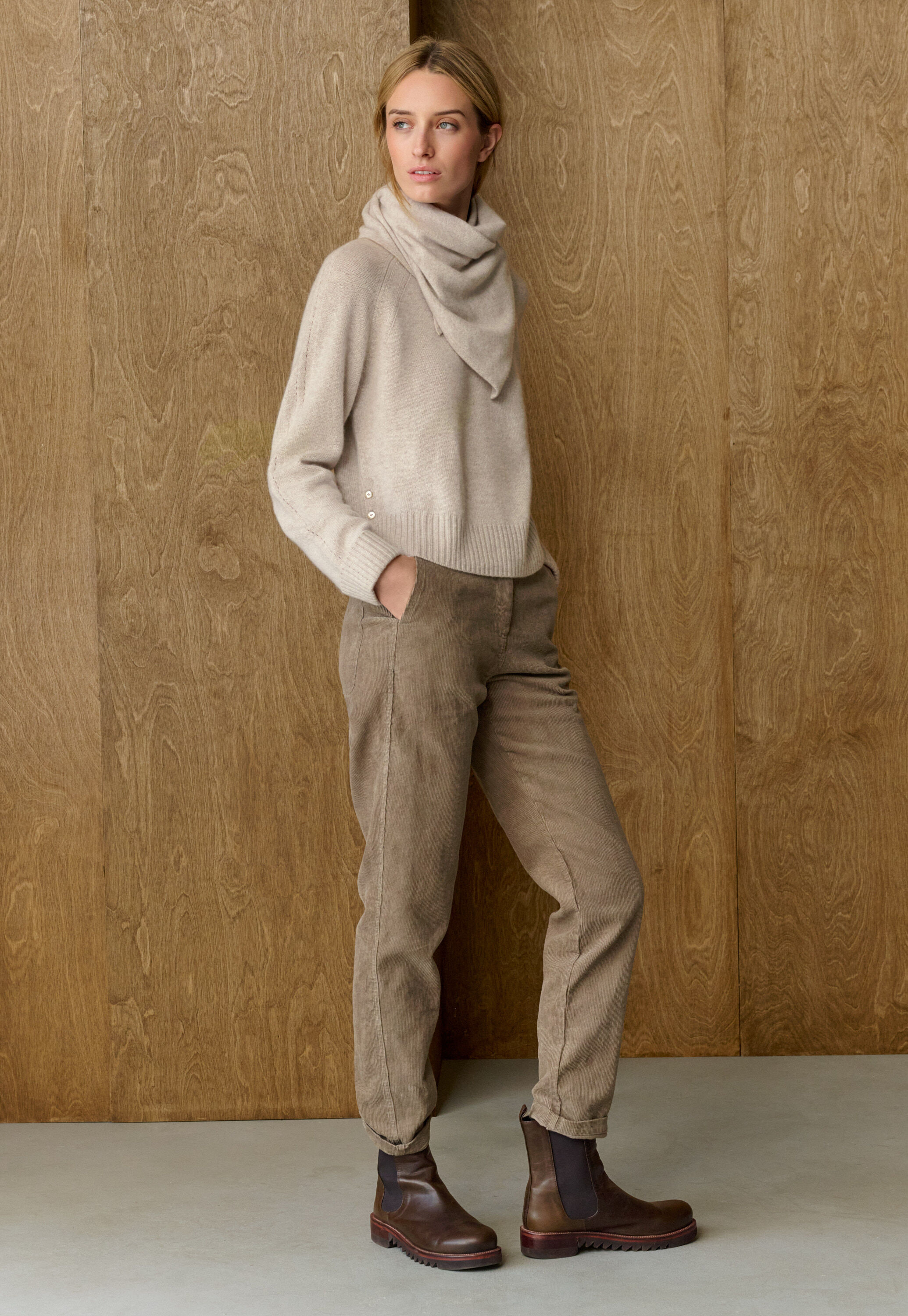 Tapered-leg trousers, Brown mink, large