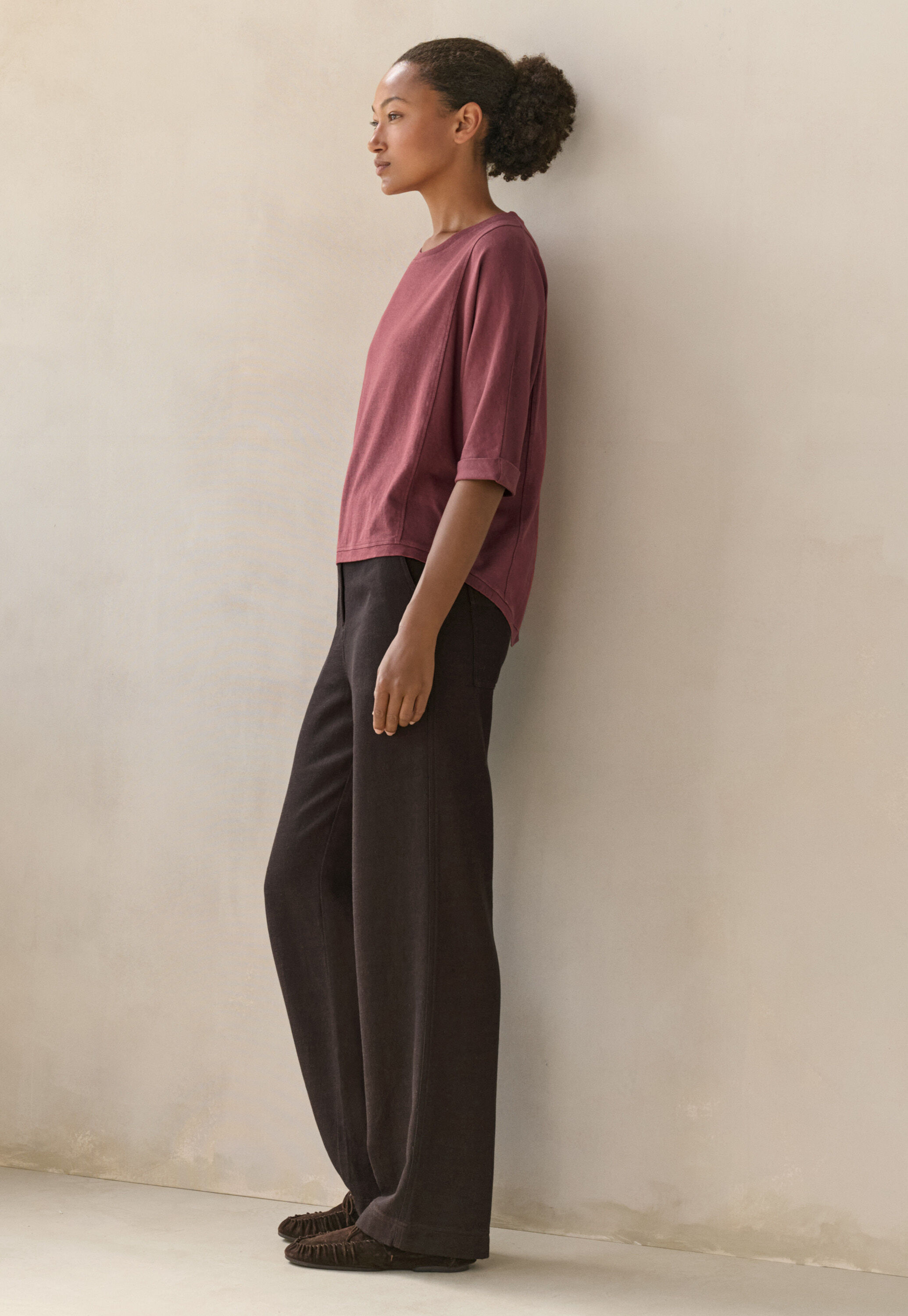 Panelled top, Mulberry red, large