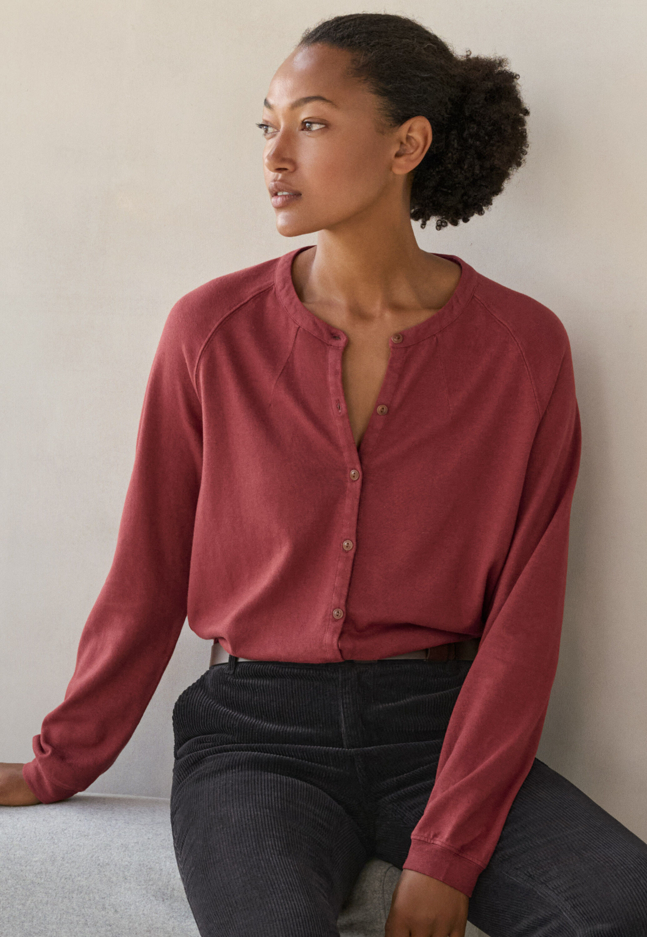 Funnel-neck top