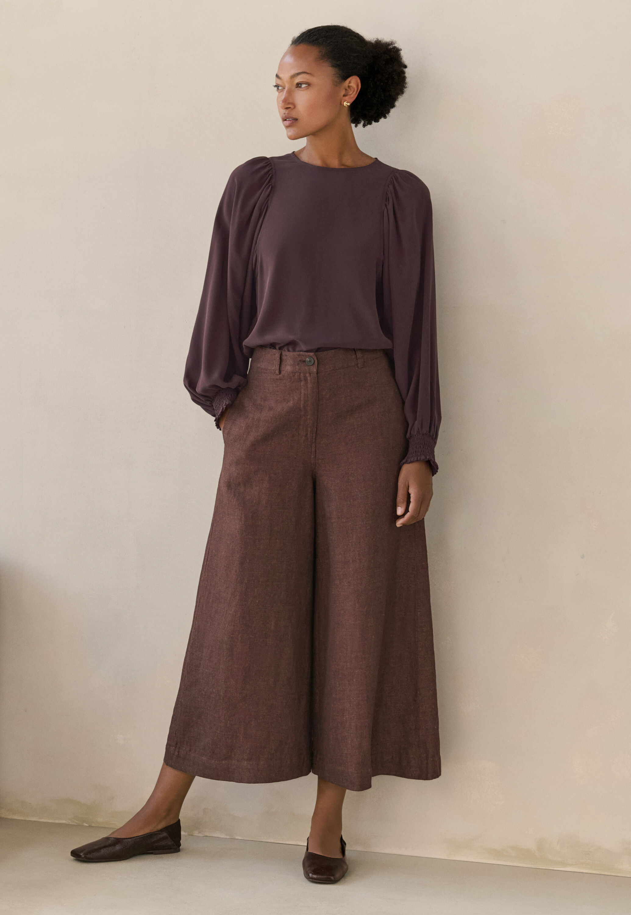 Tailored culottes, Blush brown, large
