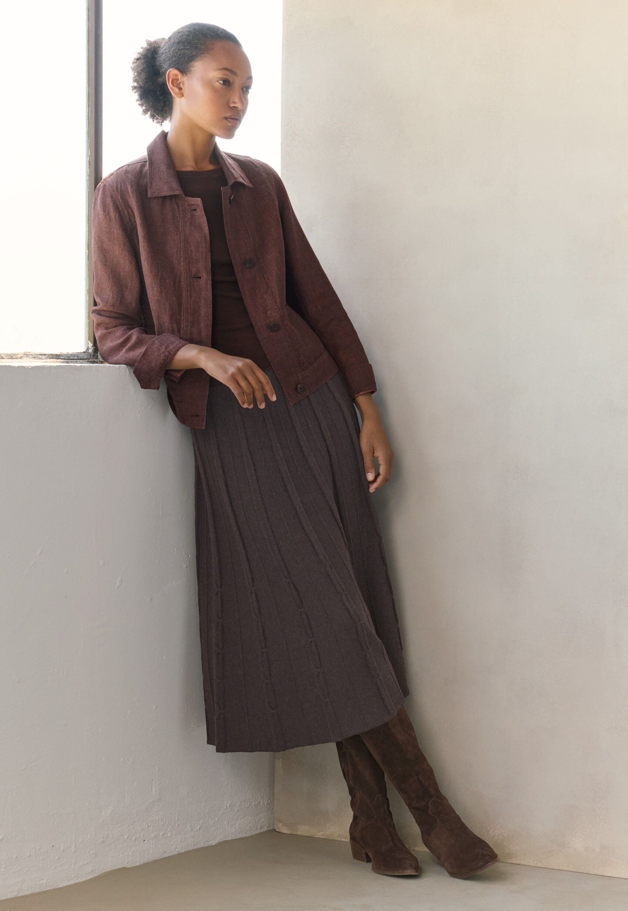 Boxy jacket, Blush brown, large