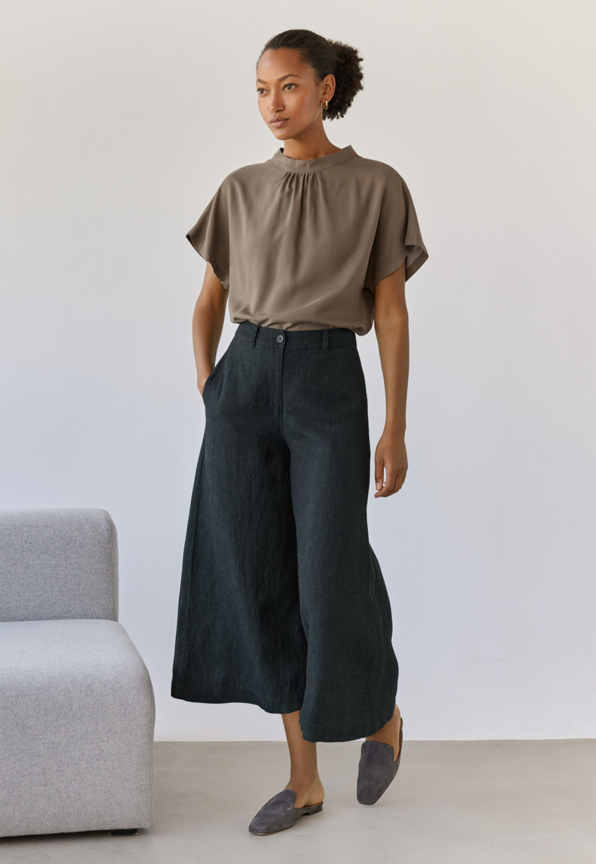 Tailored culottes, Dark petrol, large