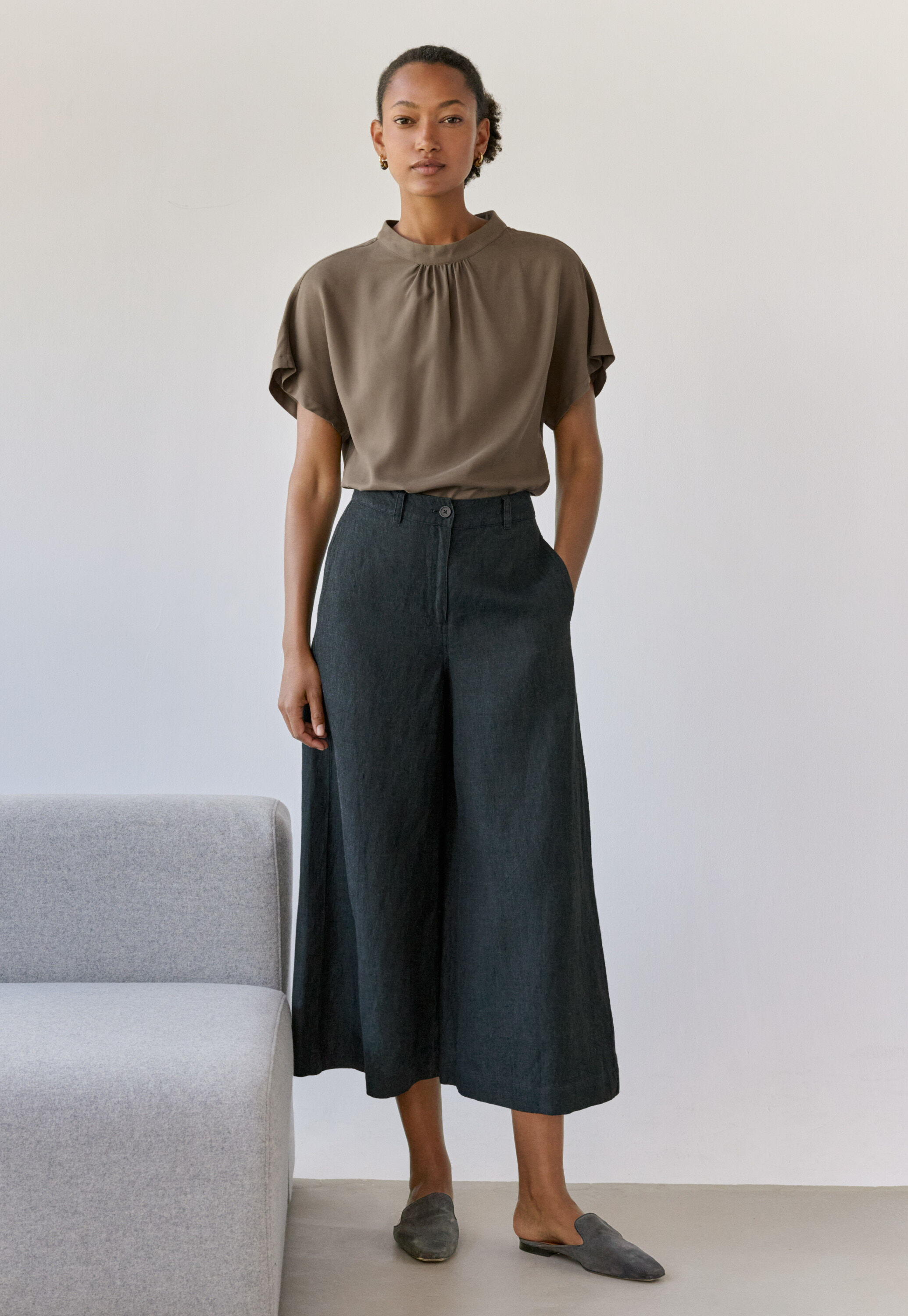 Tailored culottes, Dark petrol, large