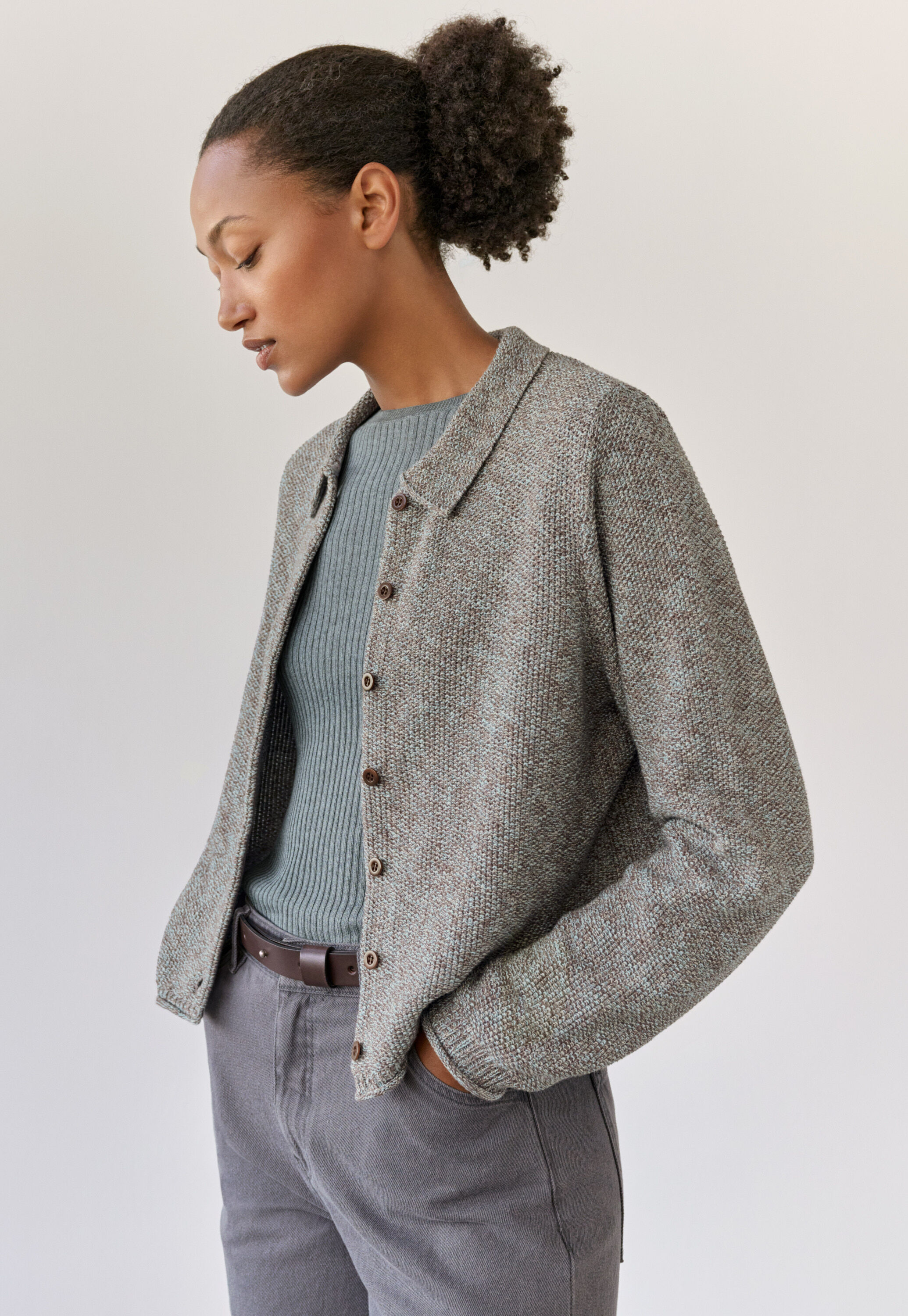 Moss-stitch cardigan