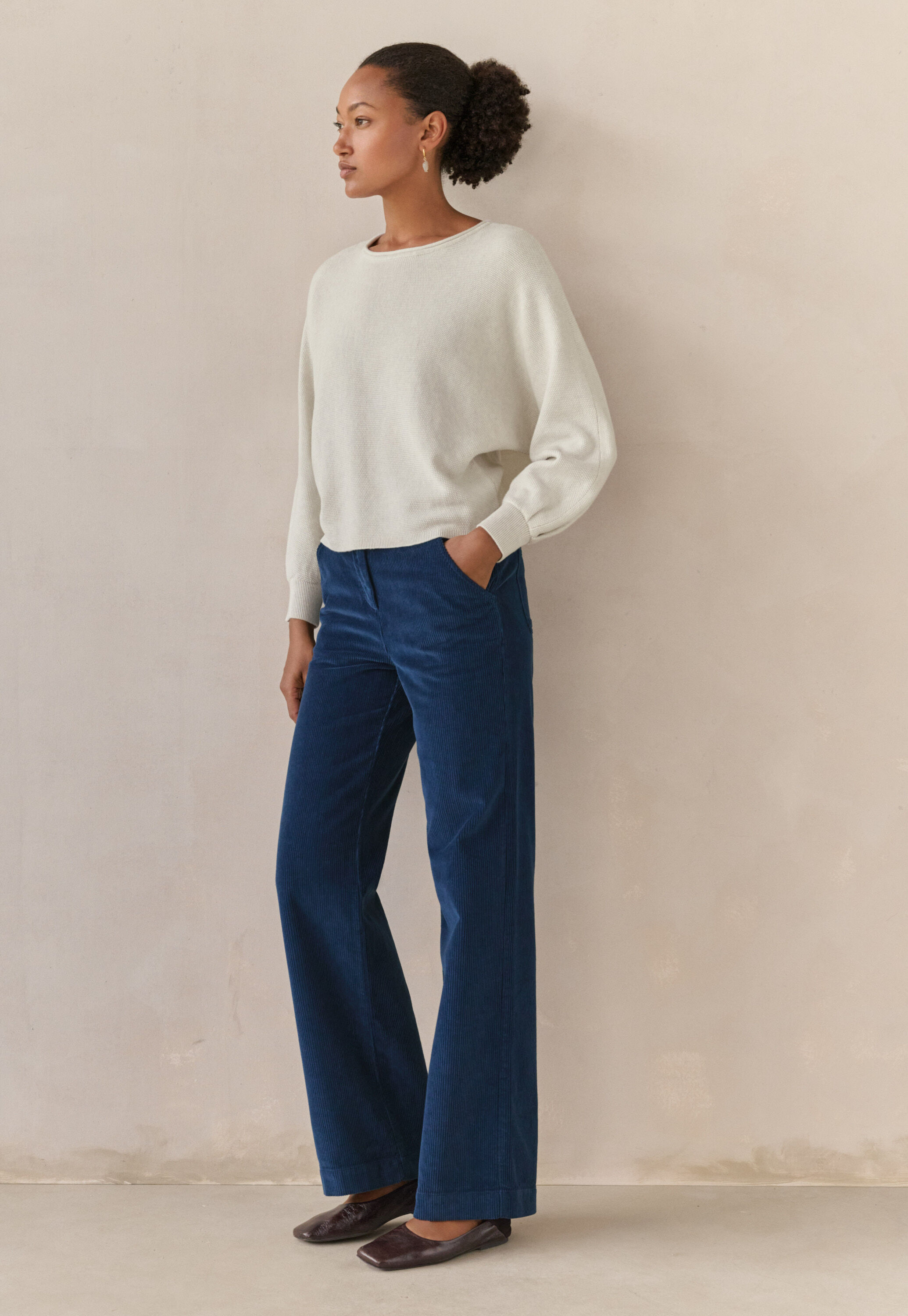 Moss-stitch sweater, Grey cream, large