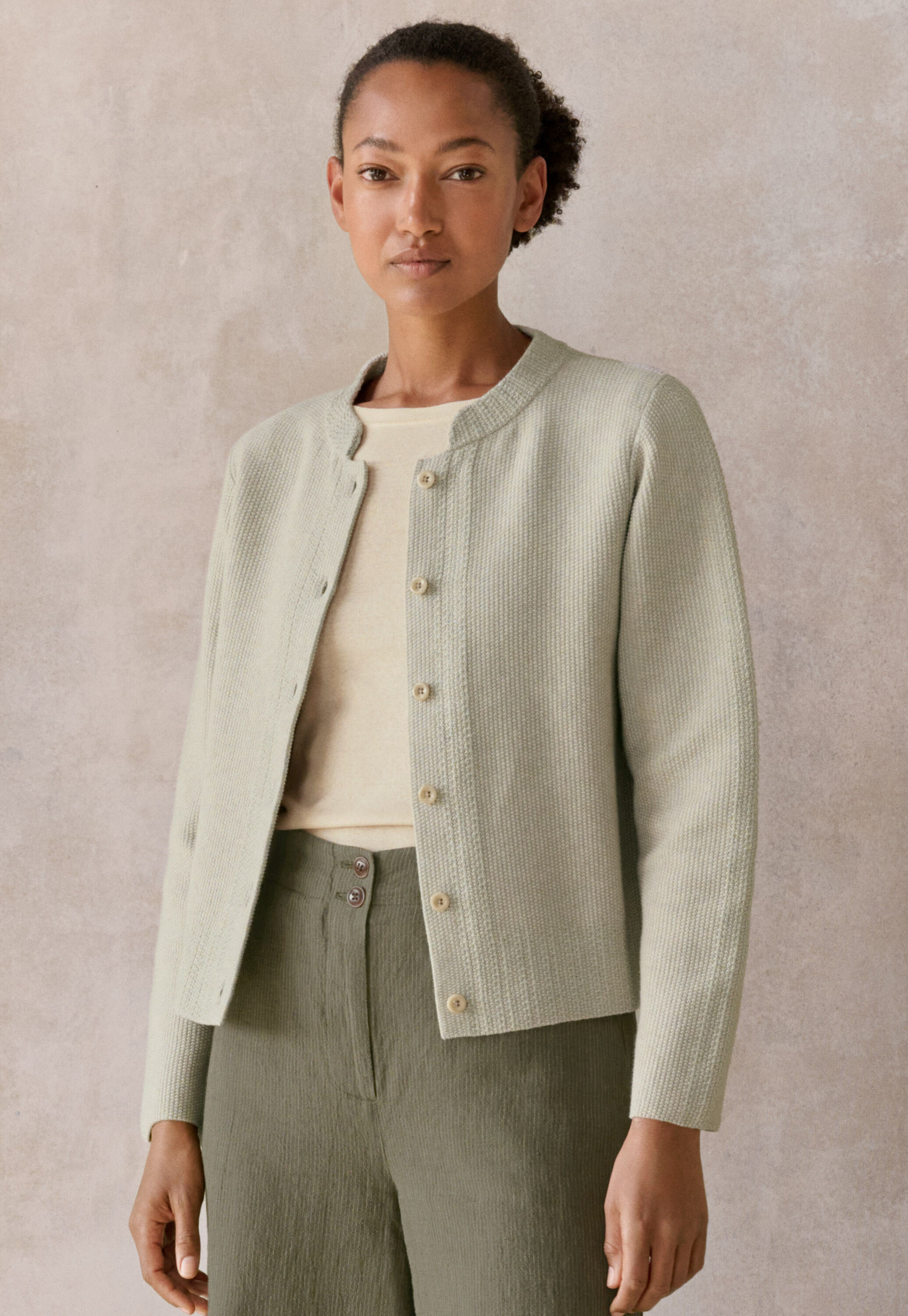 Inlay-stitch cardigan