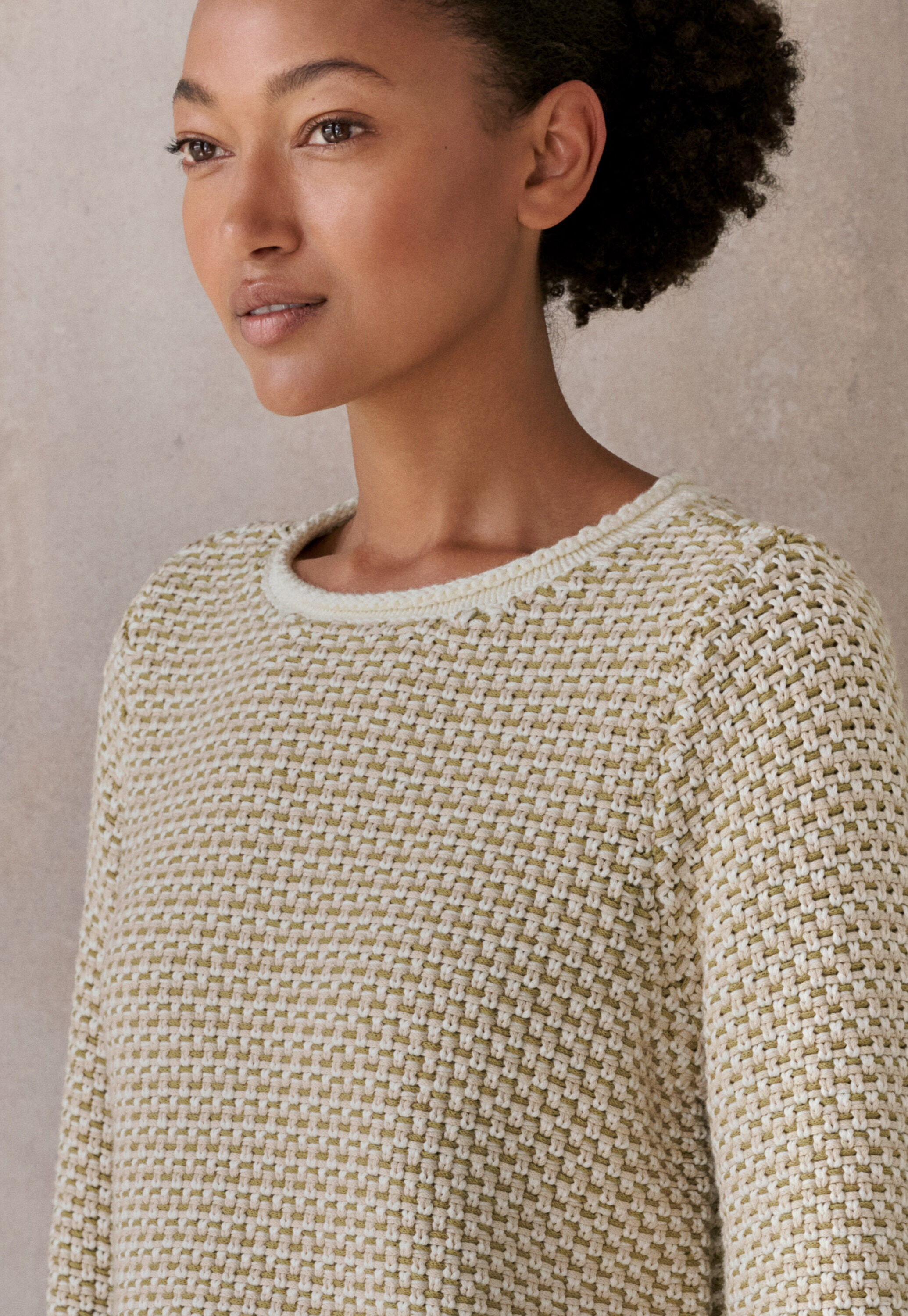 Inlay-stitch boxy sweater