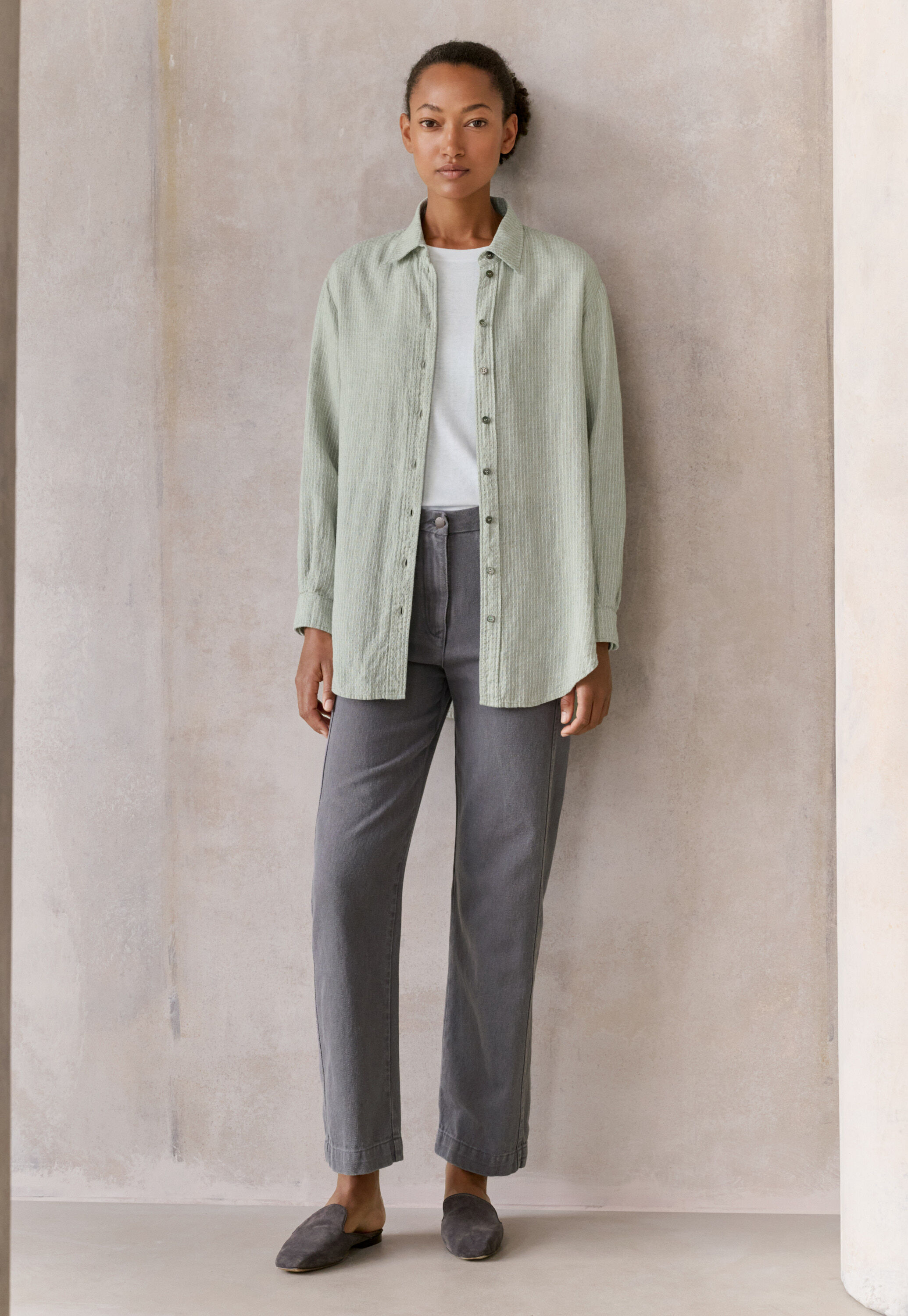 Textured weave overshirt