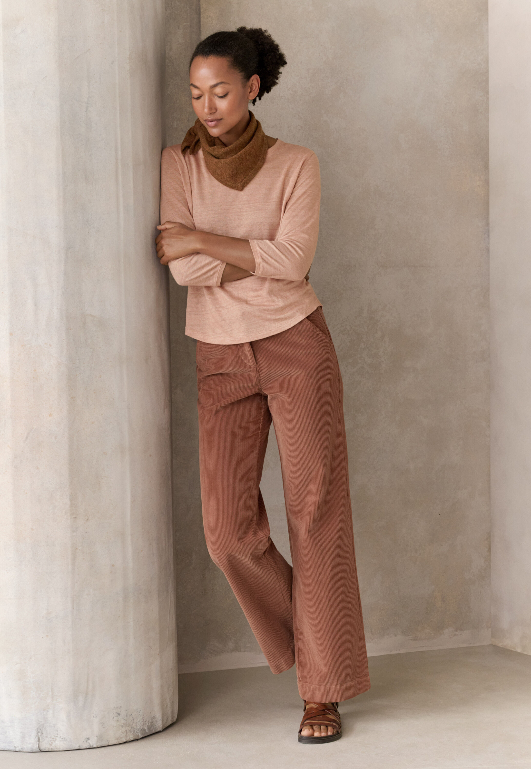 Wide-leg trousers, Dark terracotta, large