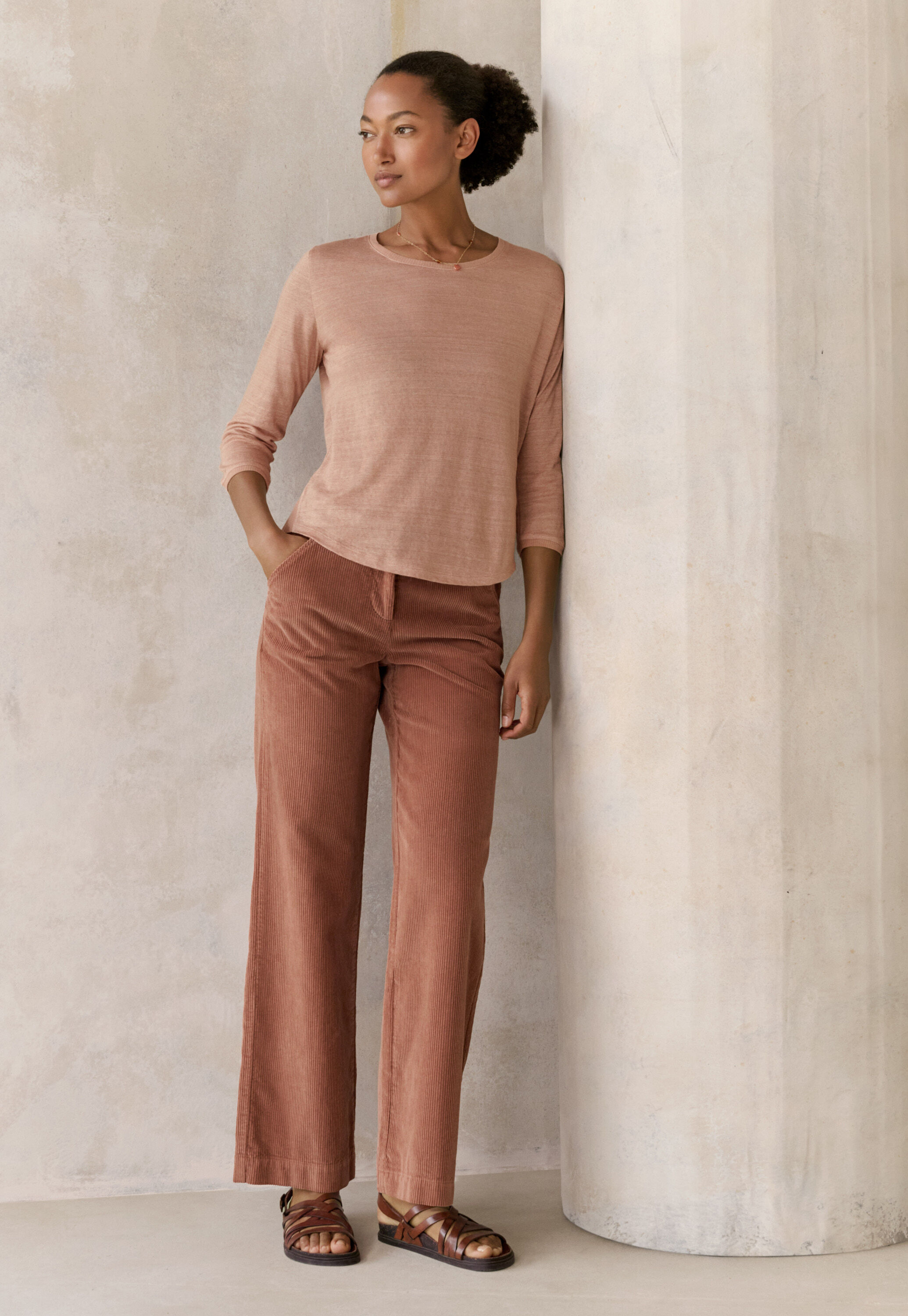 Wide-leg trousers, Dark terracotta, large