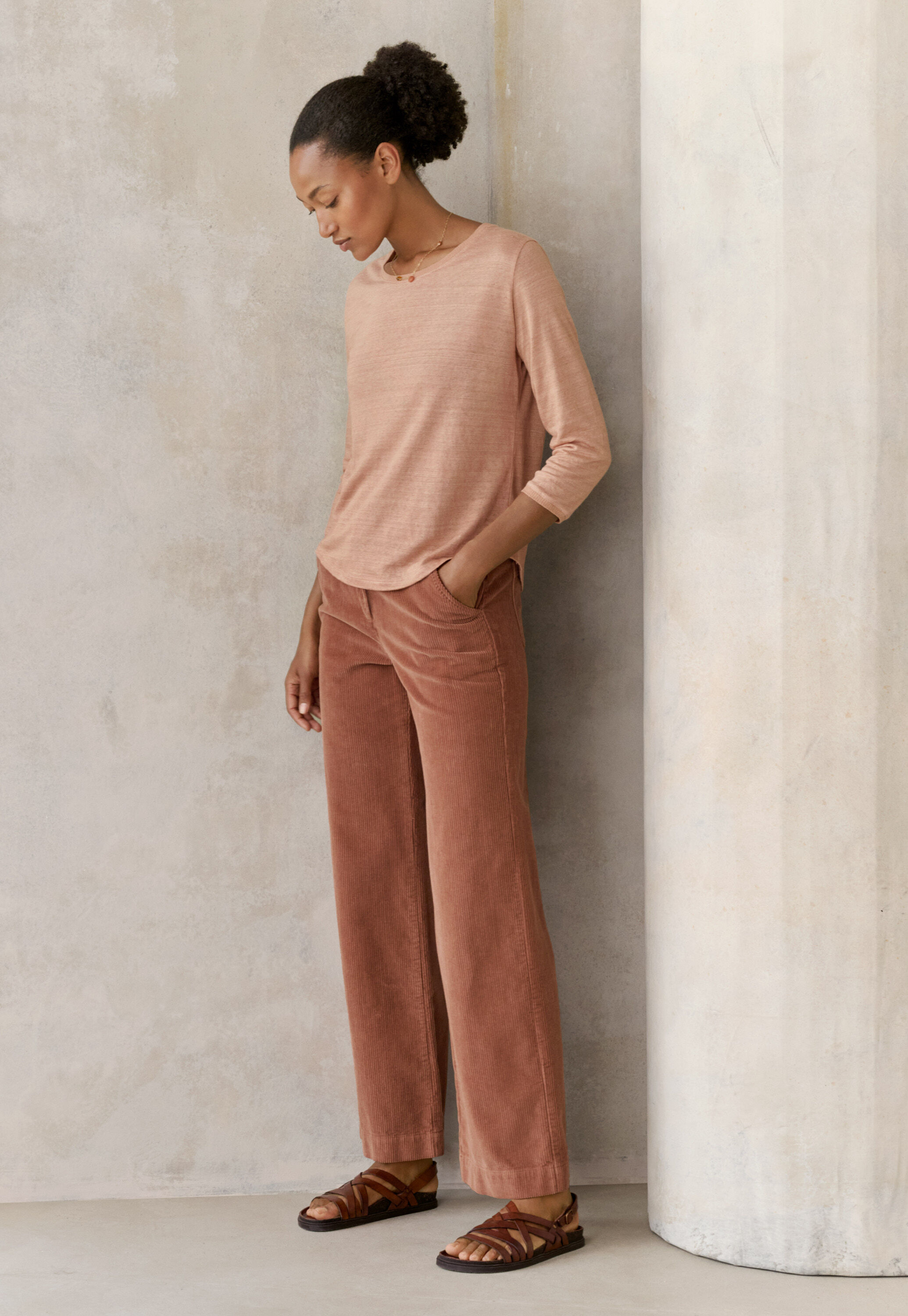 Wide-leg trousers, Dark terracotta, large