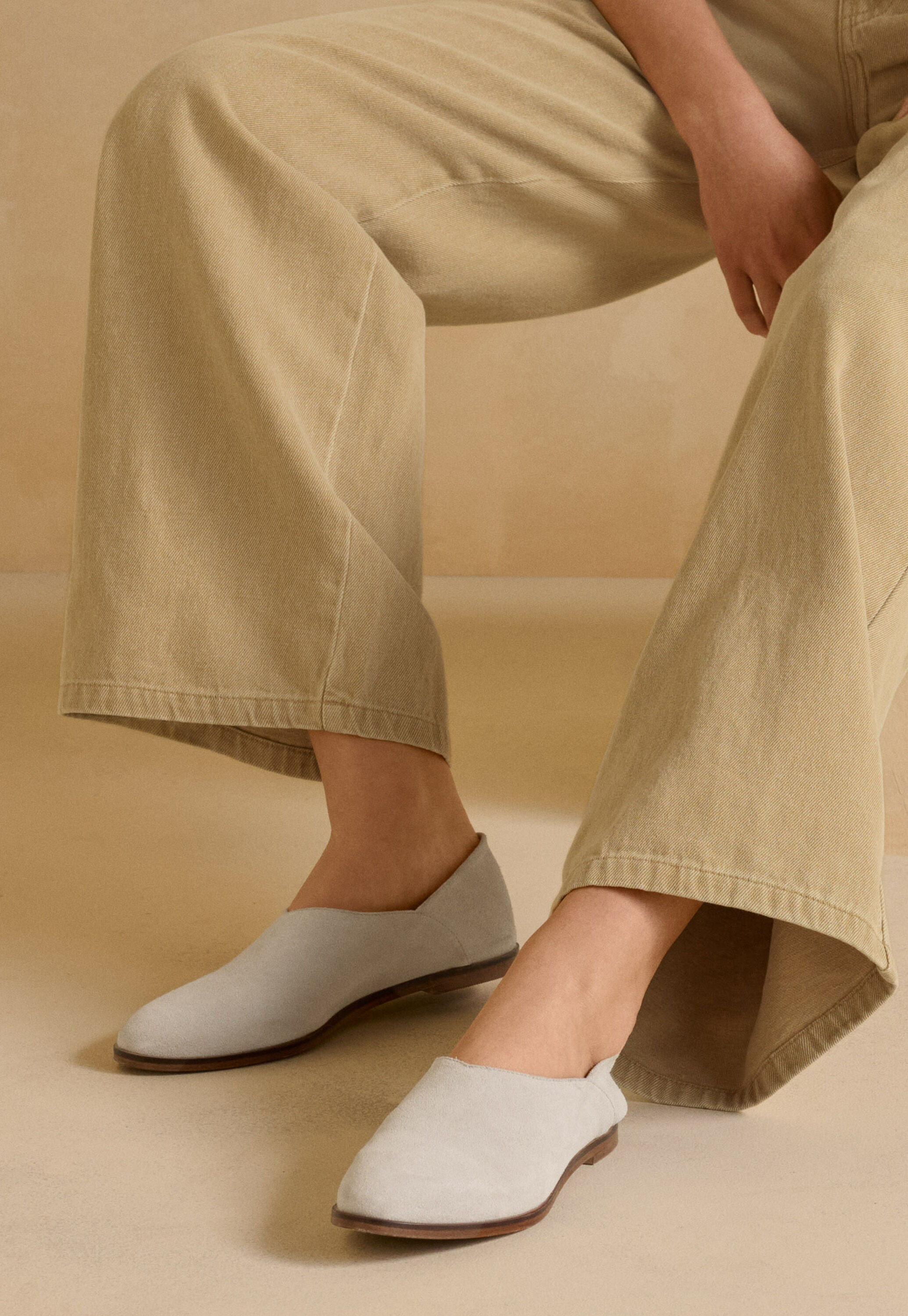 Suede loafers, Stone, large