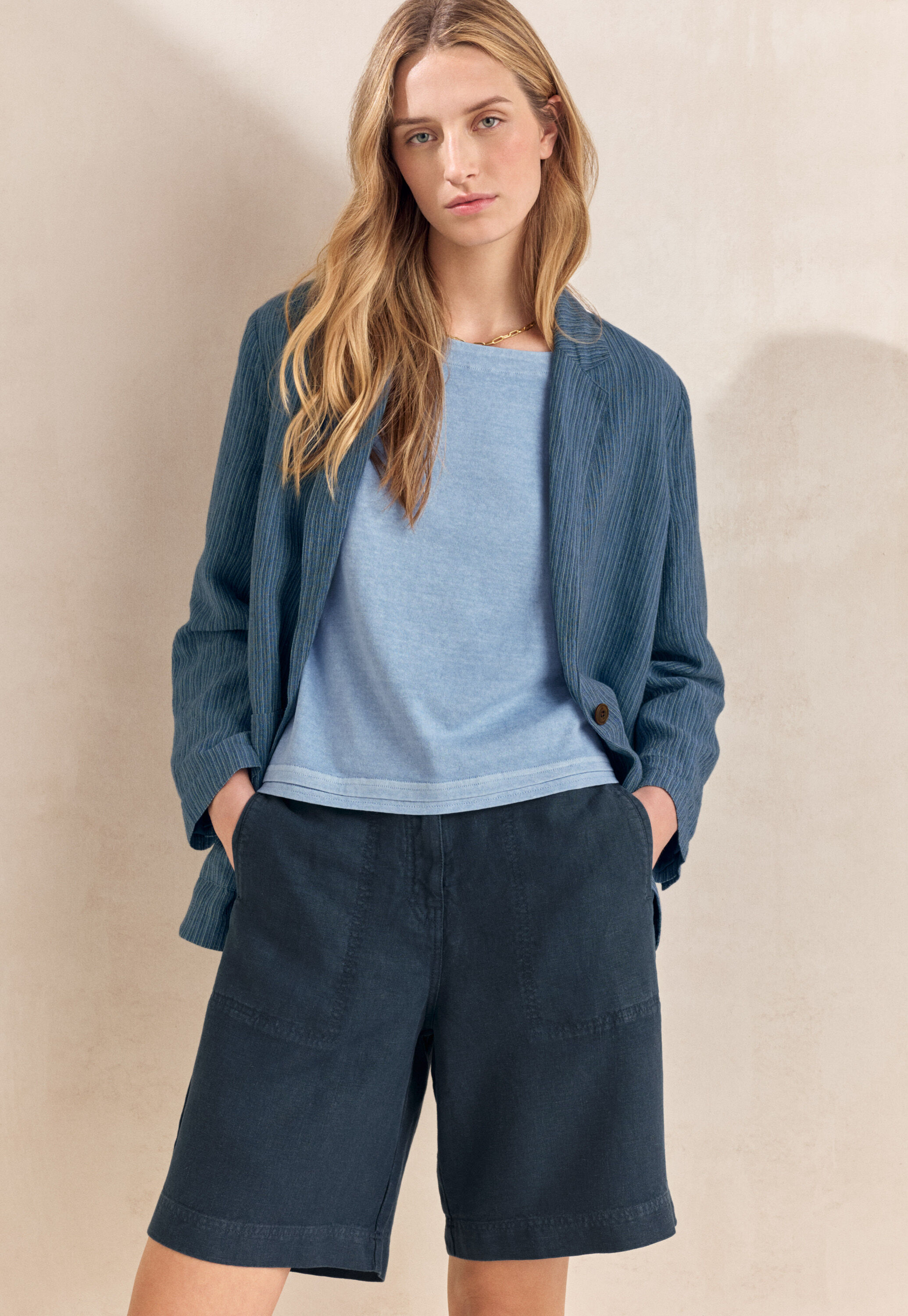 Long jacket, Petrol blue, large