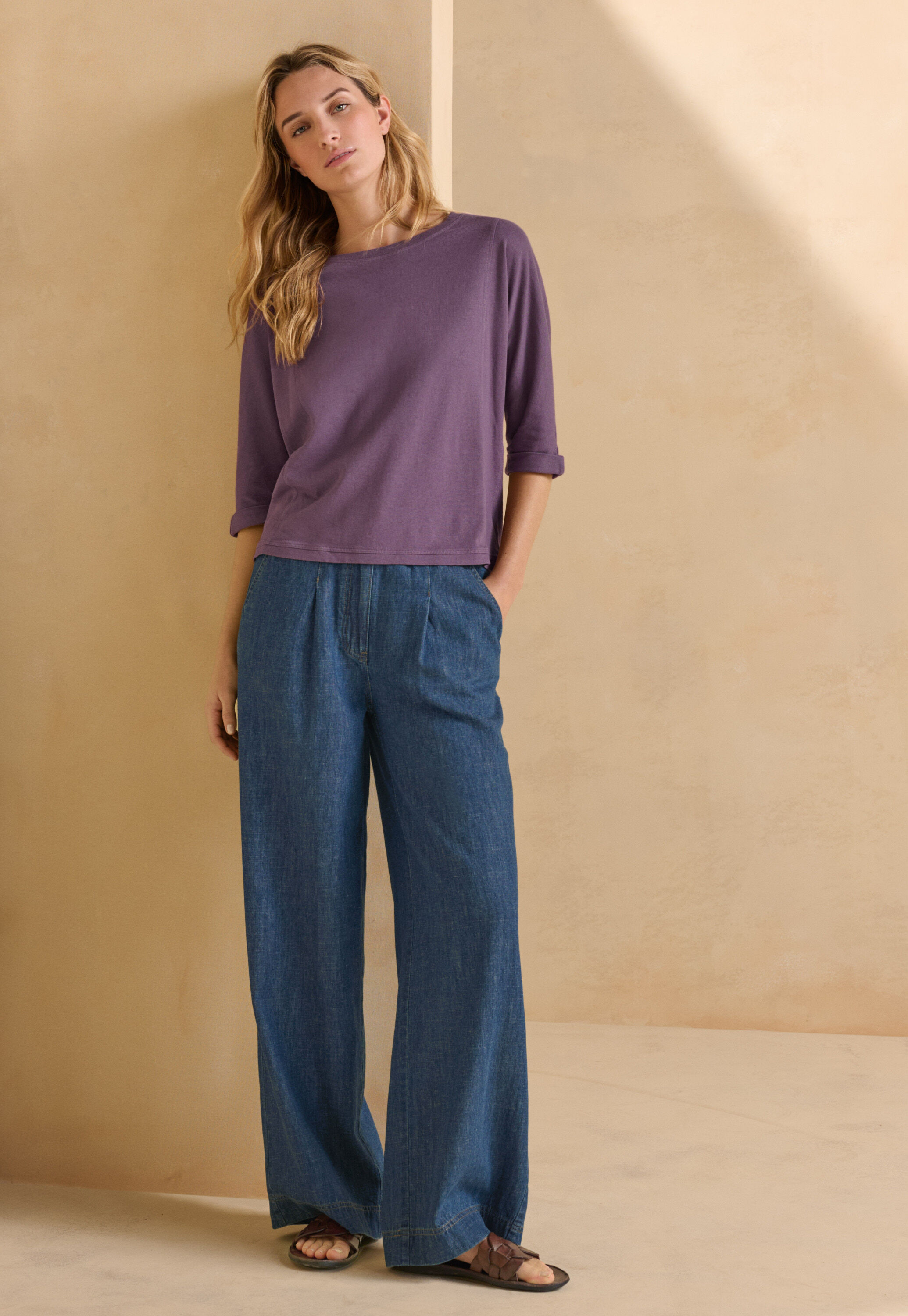 Indigo-dyed wide trousers, Dark denim, large