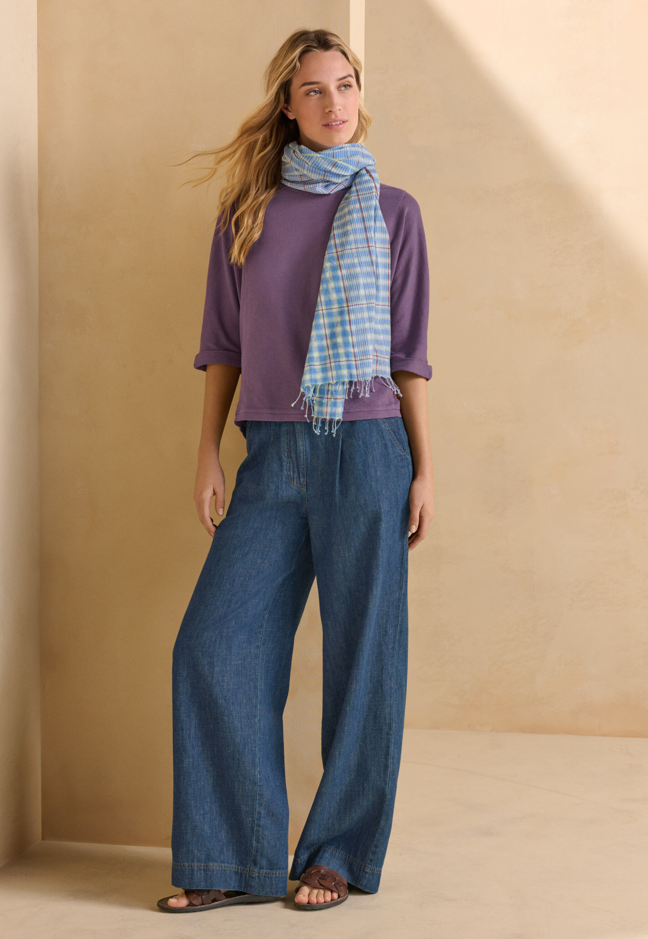 Indigo-dyed wide trousers, Dark denim, large