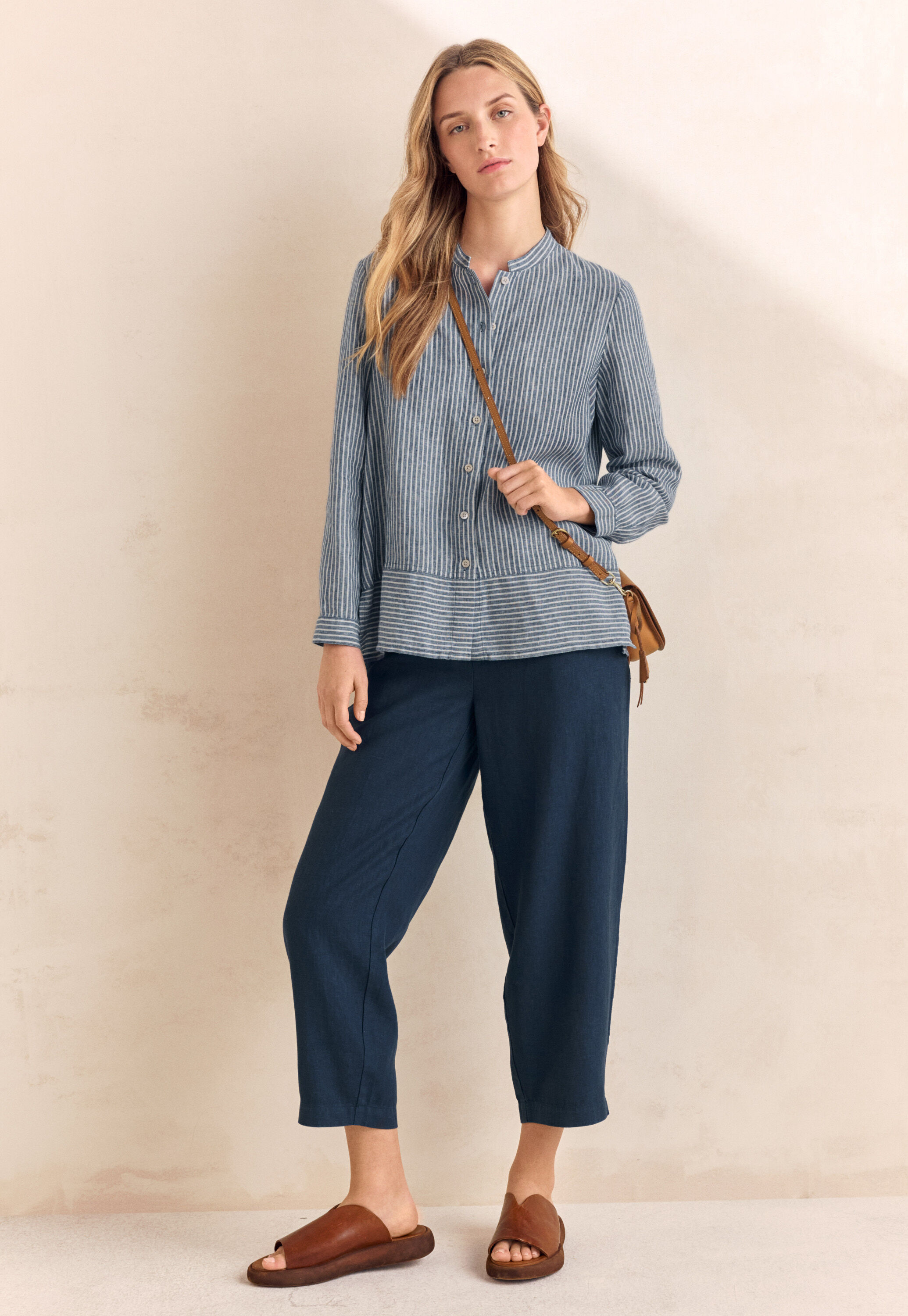 Striped shirt with peplum