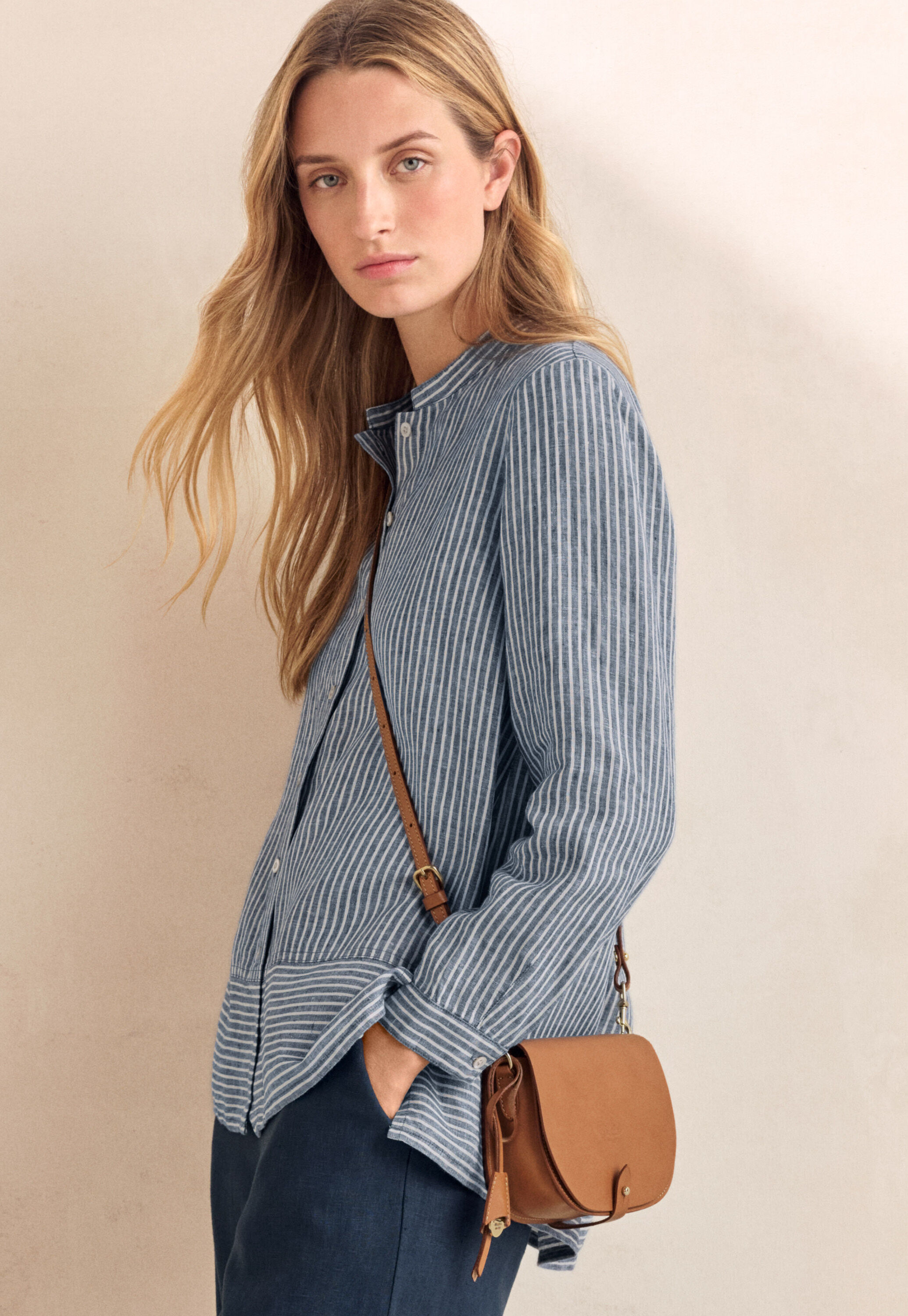 Striped shirt with peplum