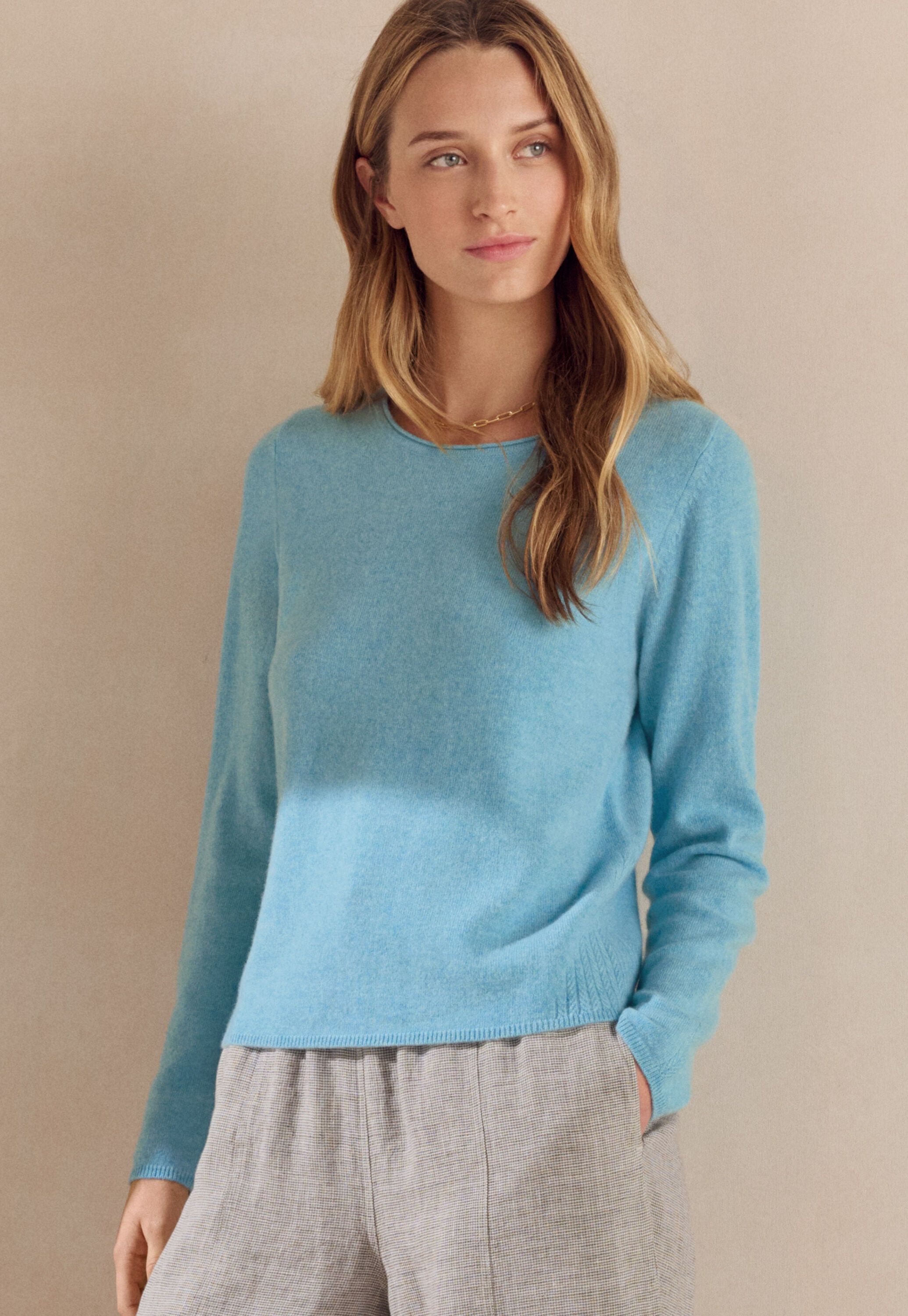 Crew-neck sweater, Soft peacock, large