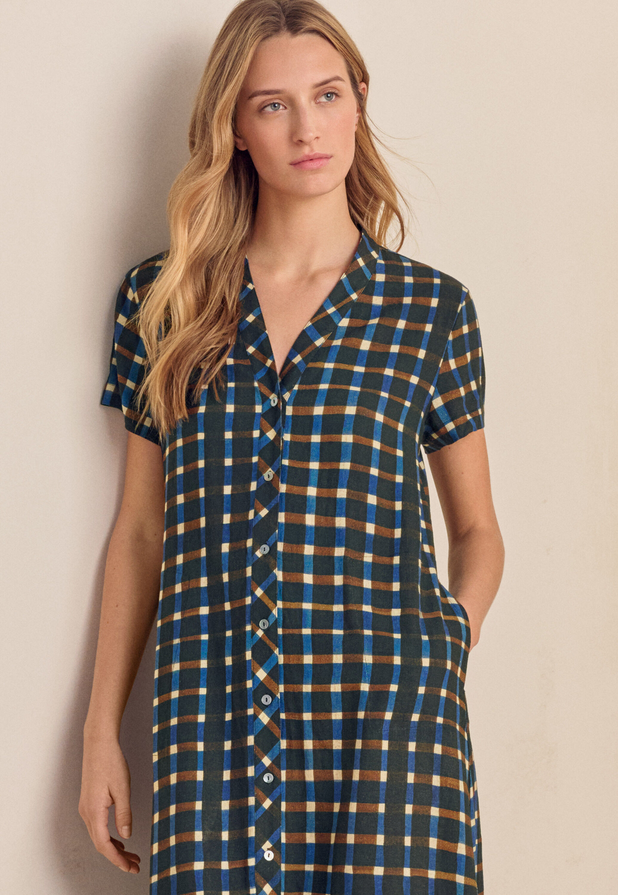 Printed button-through dress