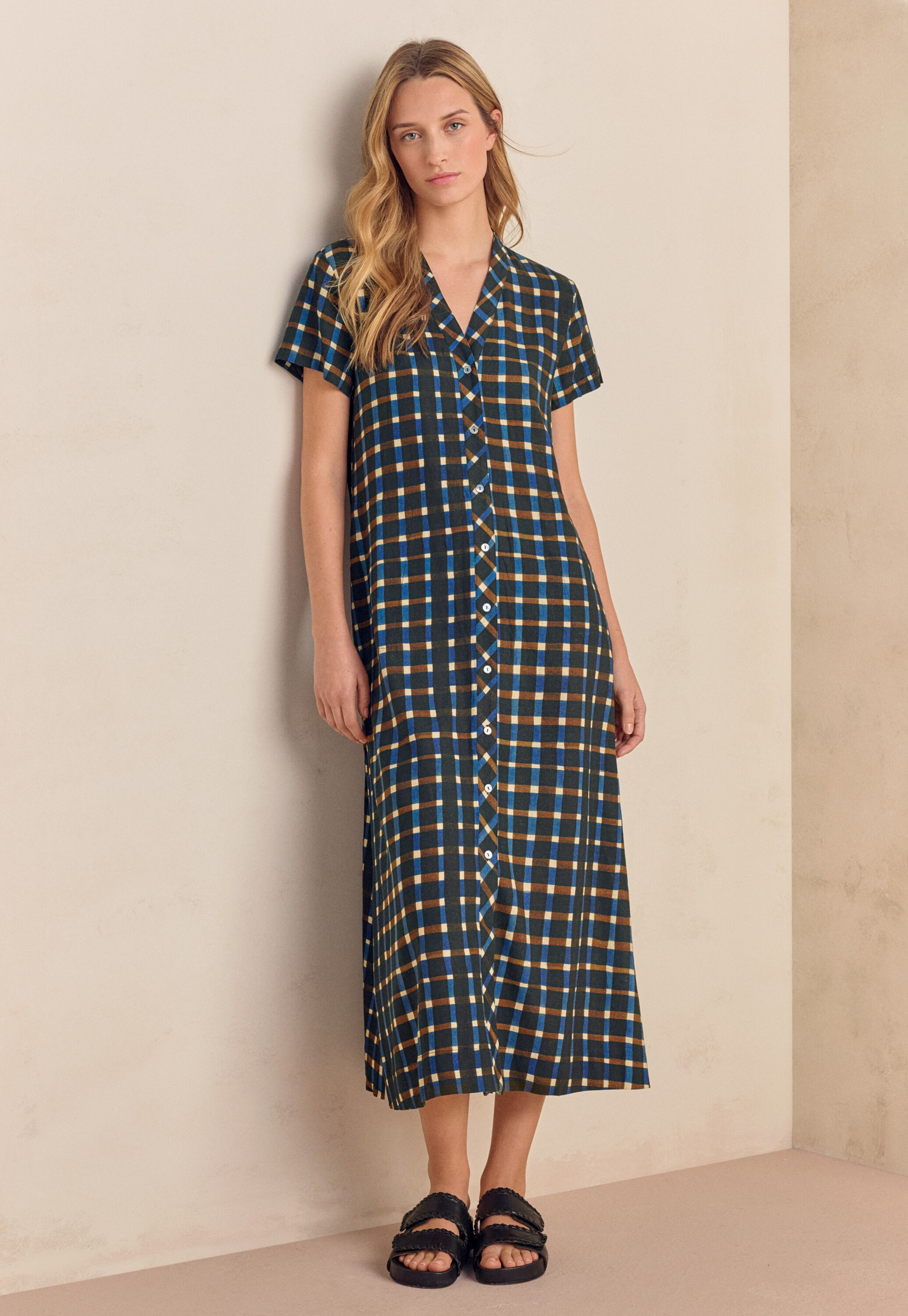 Printed button-through dress