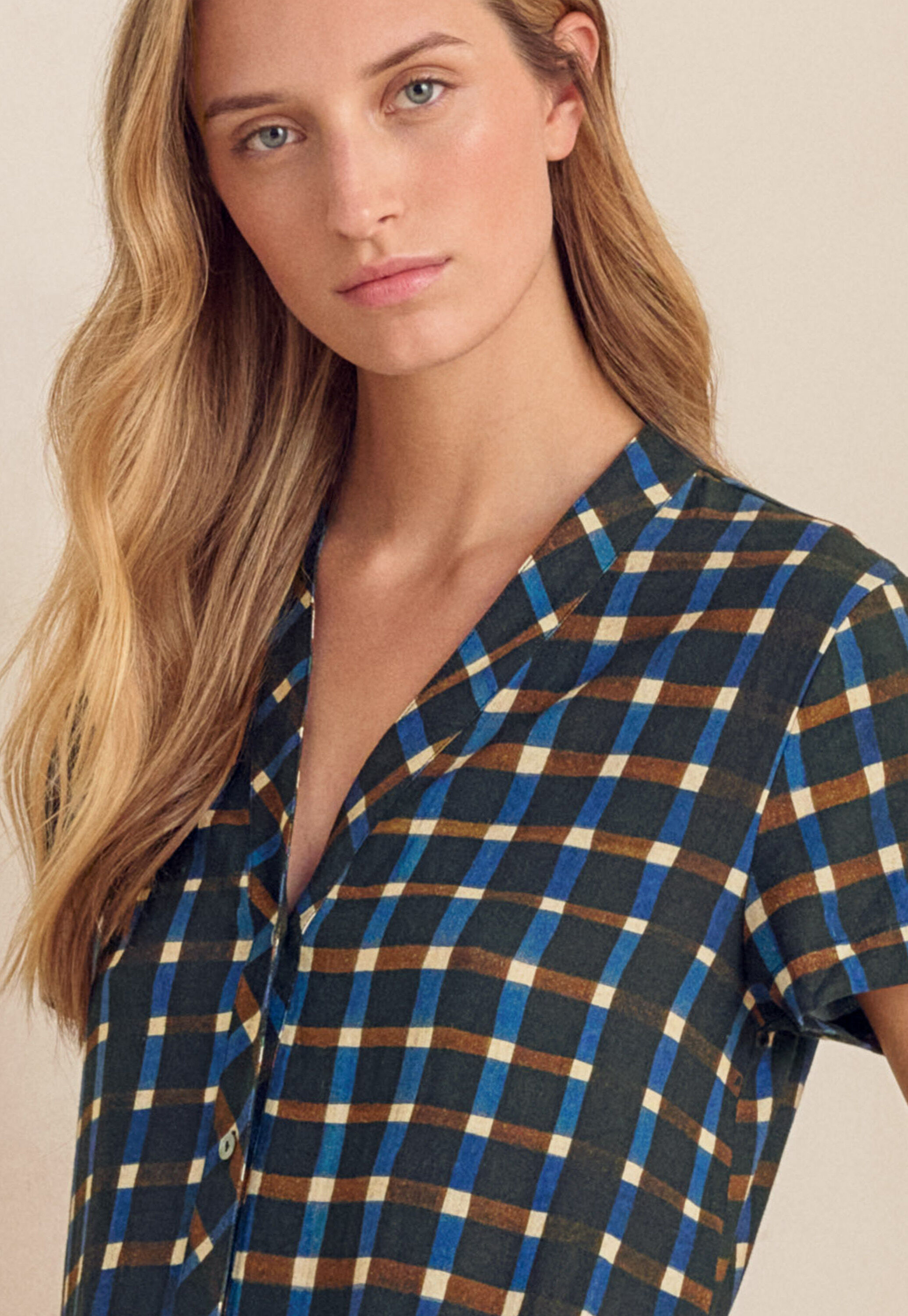 Printed button-through dress
