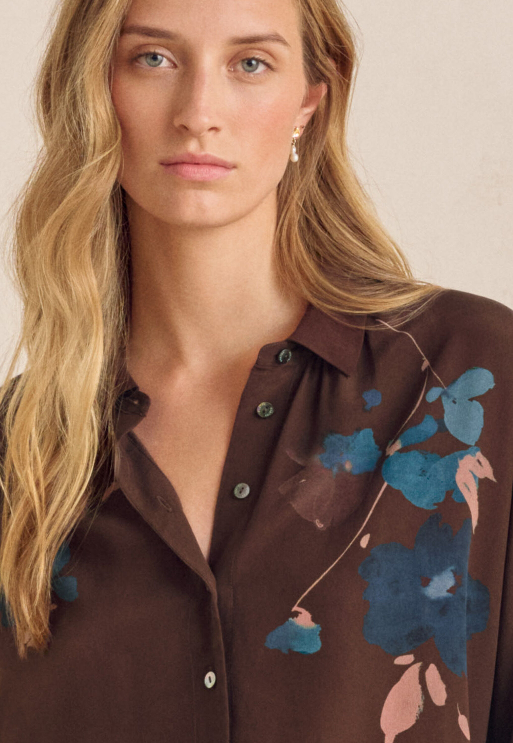 Printed dolman-sleeve blouse