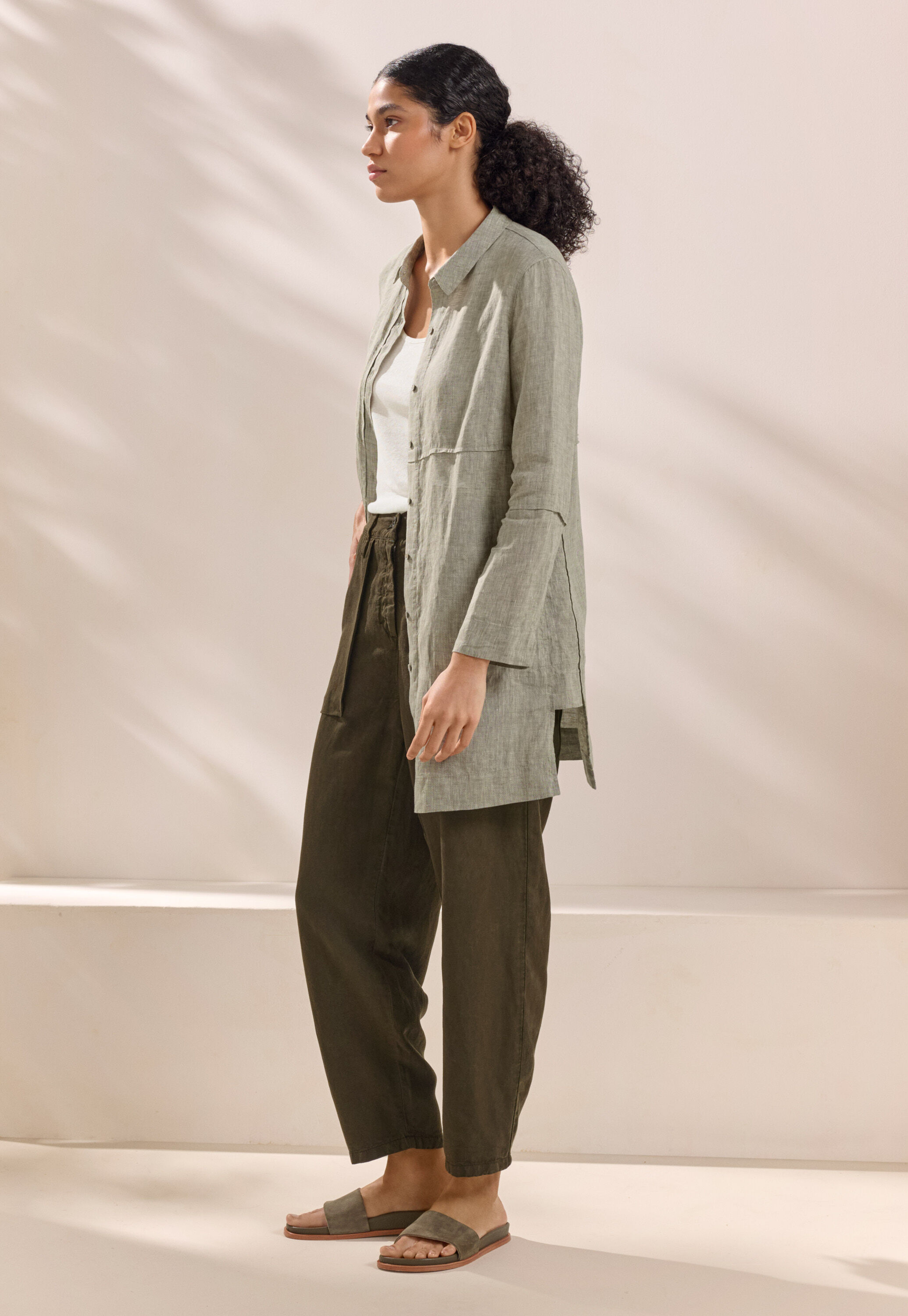Longline shirt, Soft khaki, large