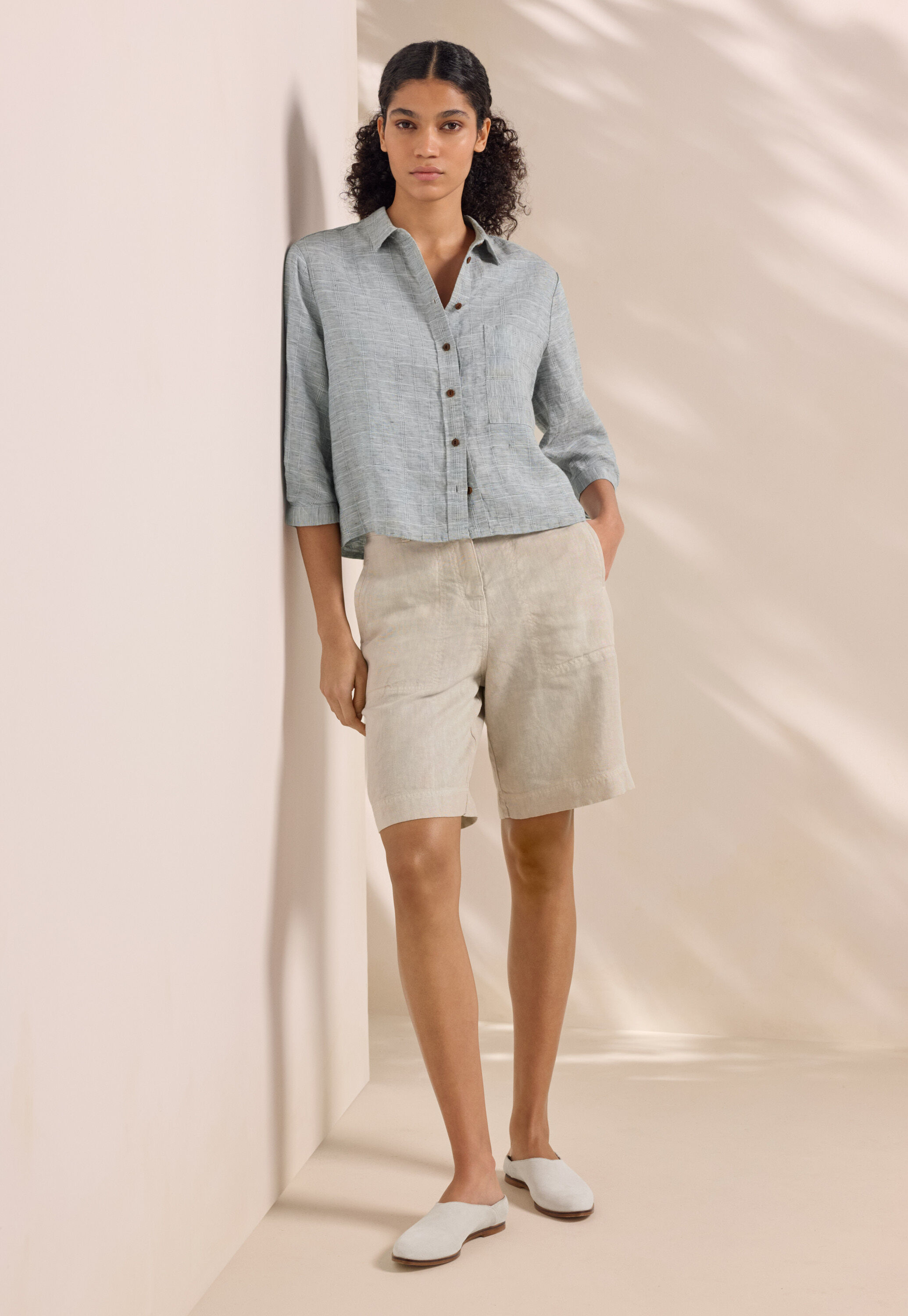 Checked shirt, Blue stone, large