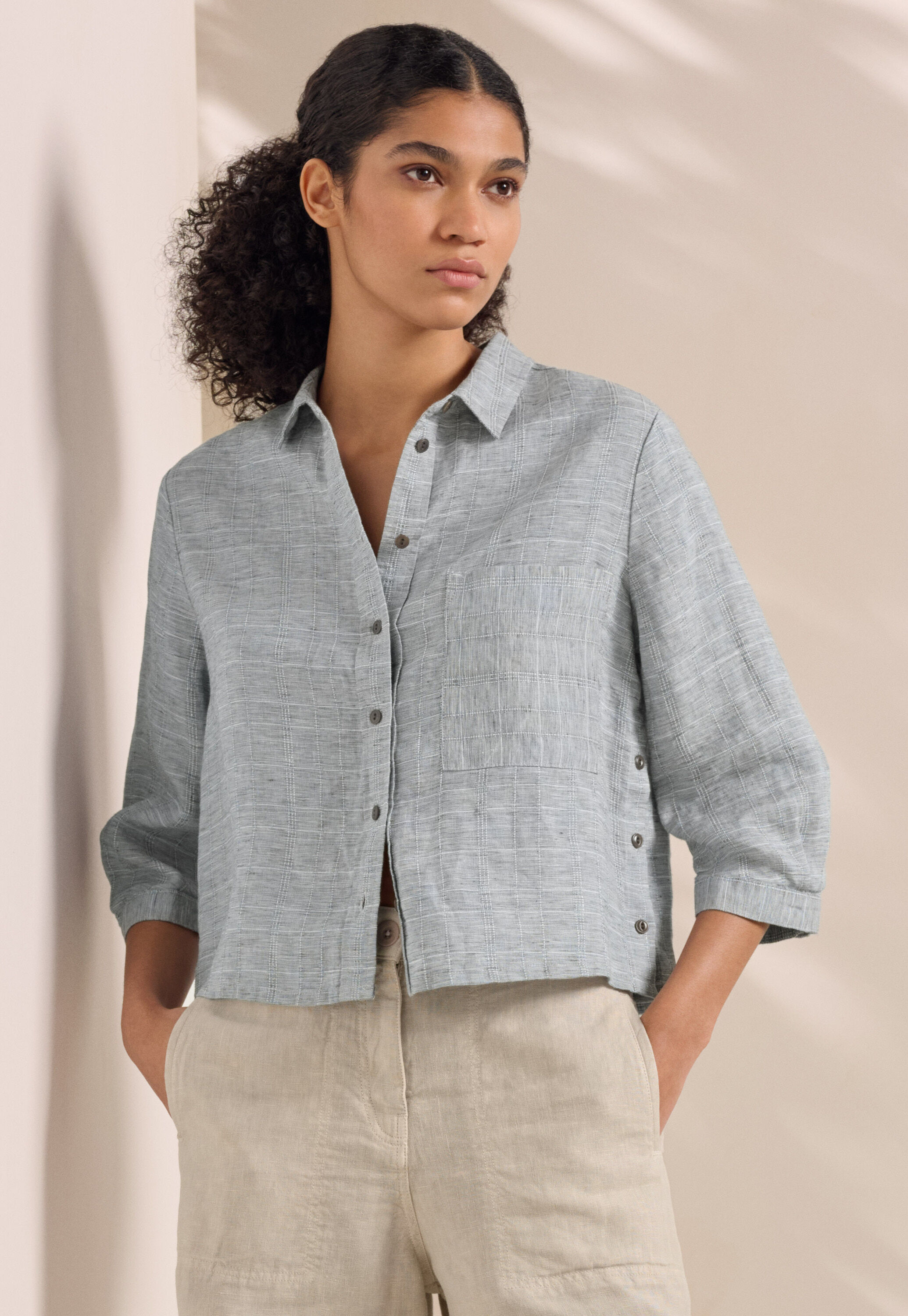 Checked shirt, Blue stone, large