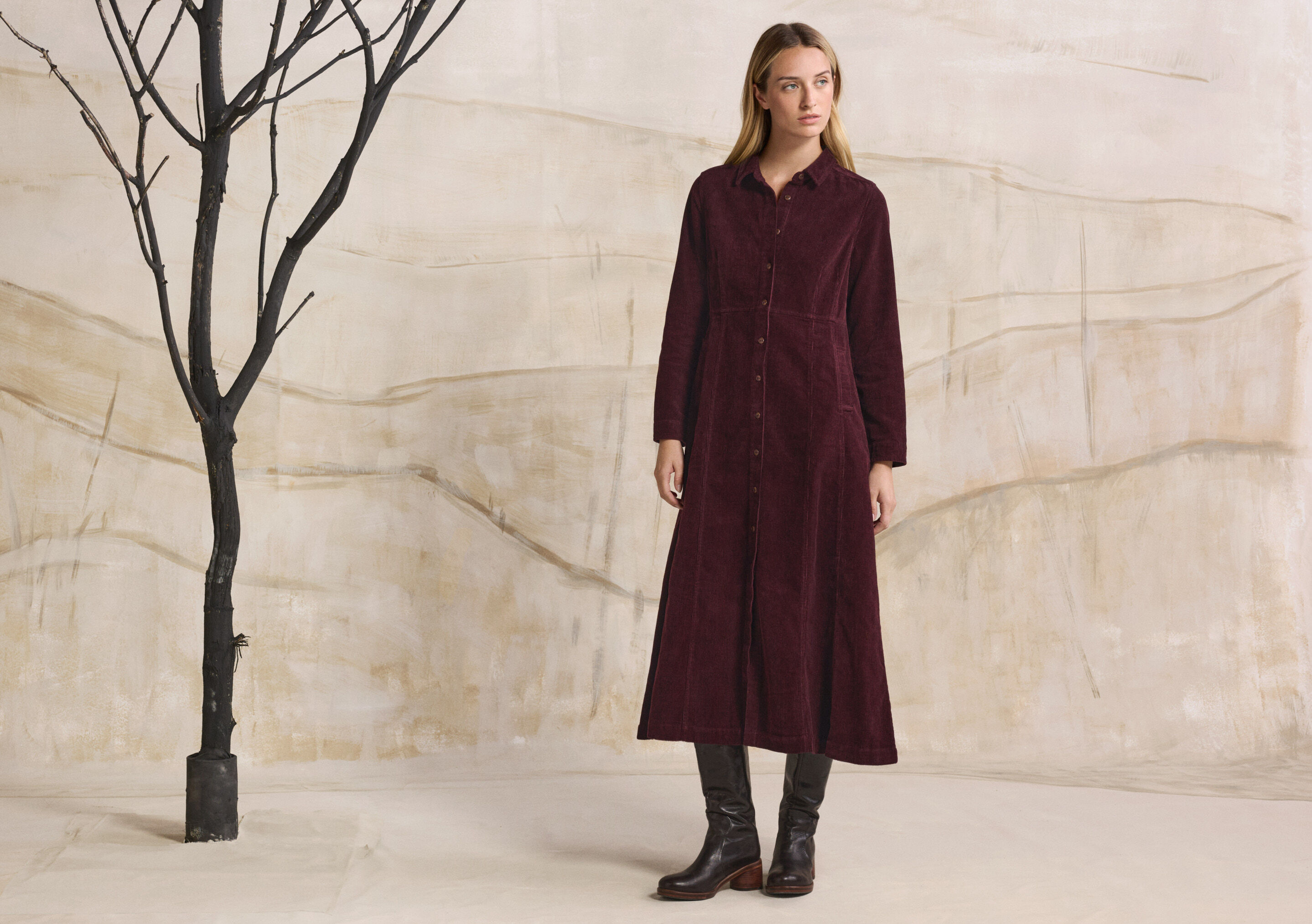 Cord panelled dress