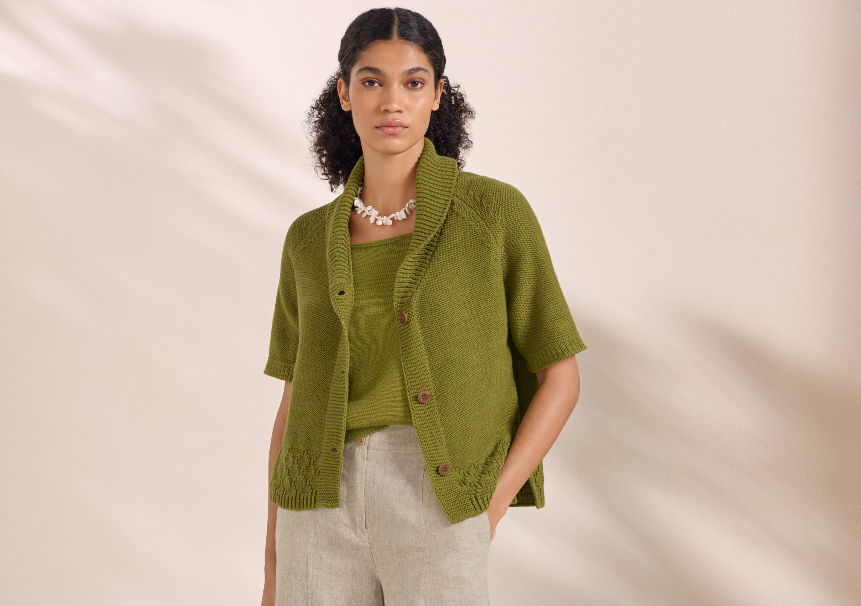 Shawl-collar cardigan