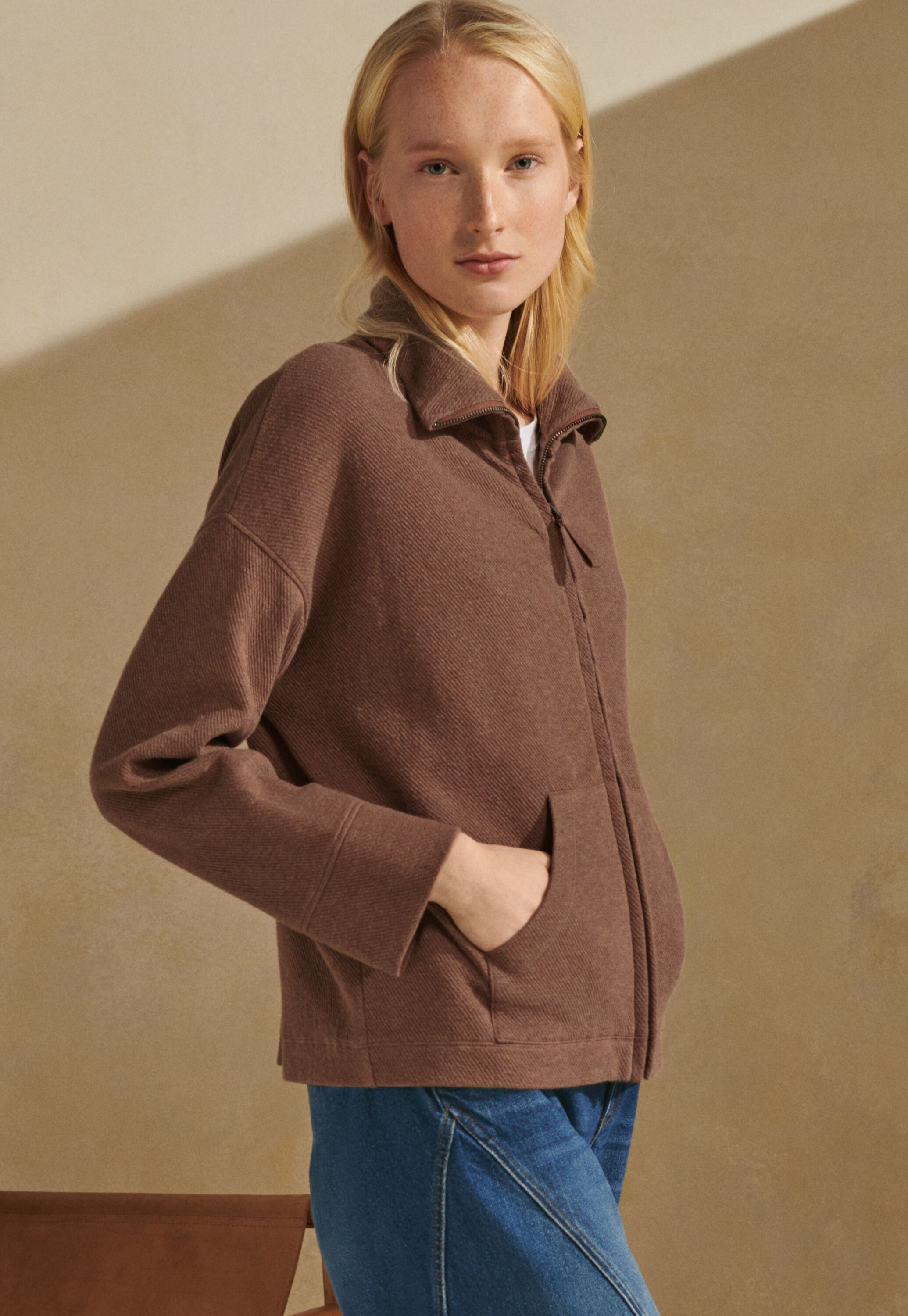 Zip-front jersey jacket