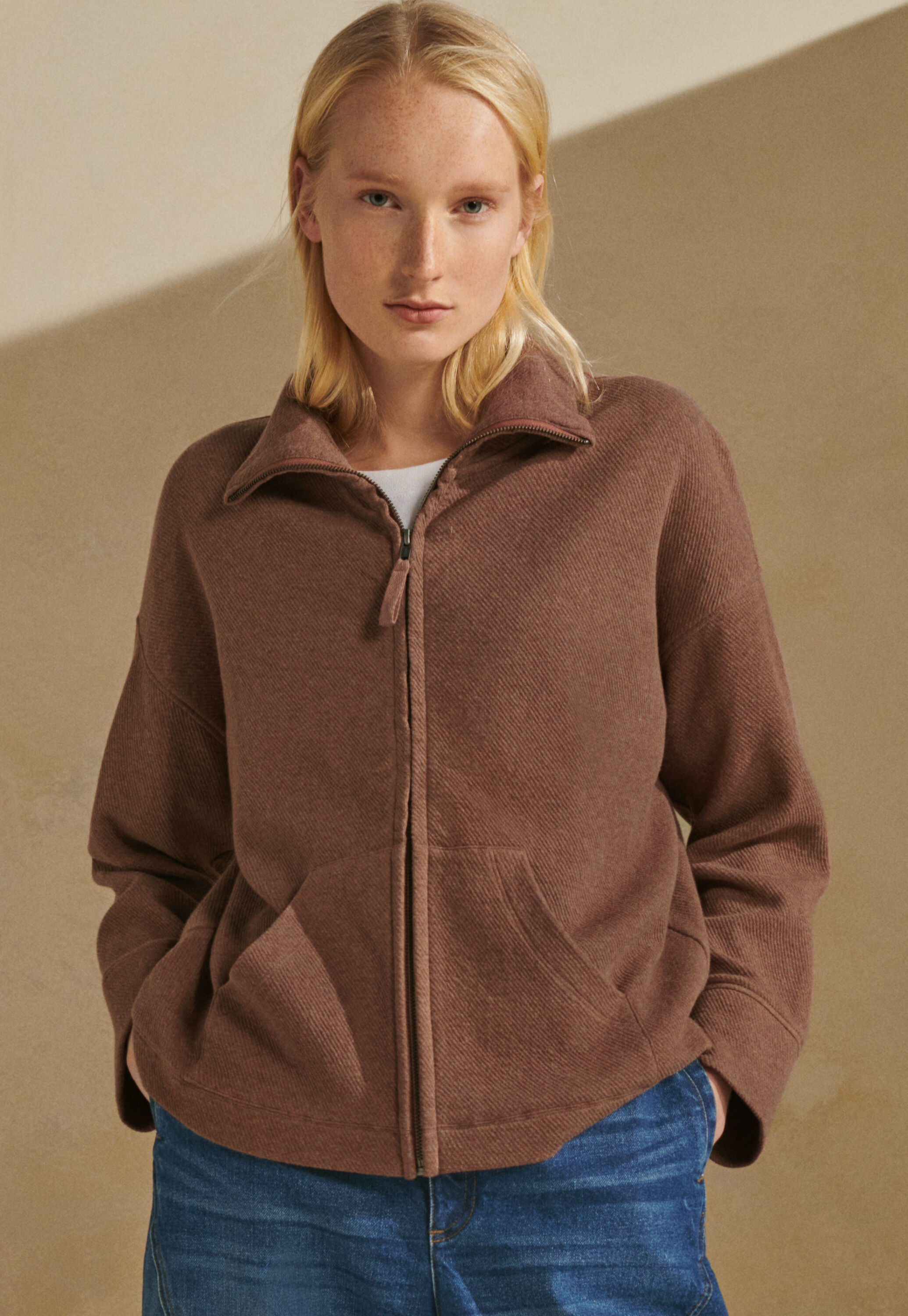 Zip-front jersey jacket