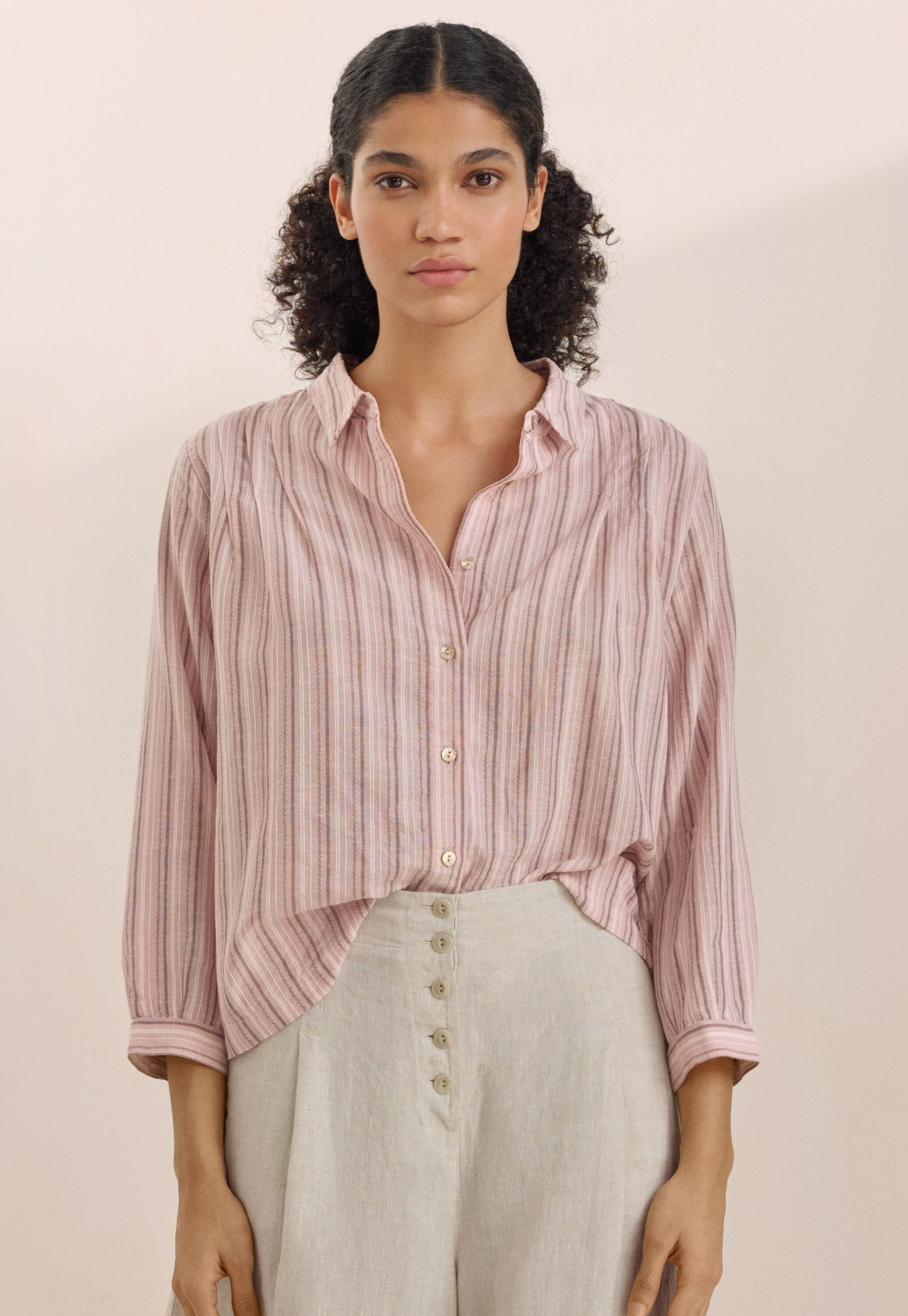 Striped pleated shirt