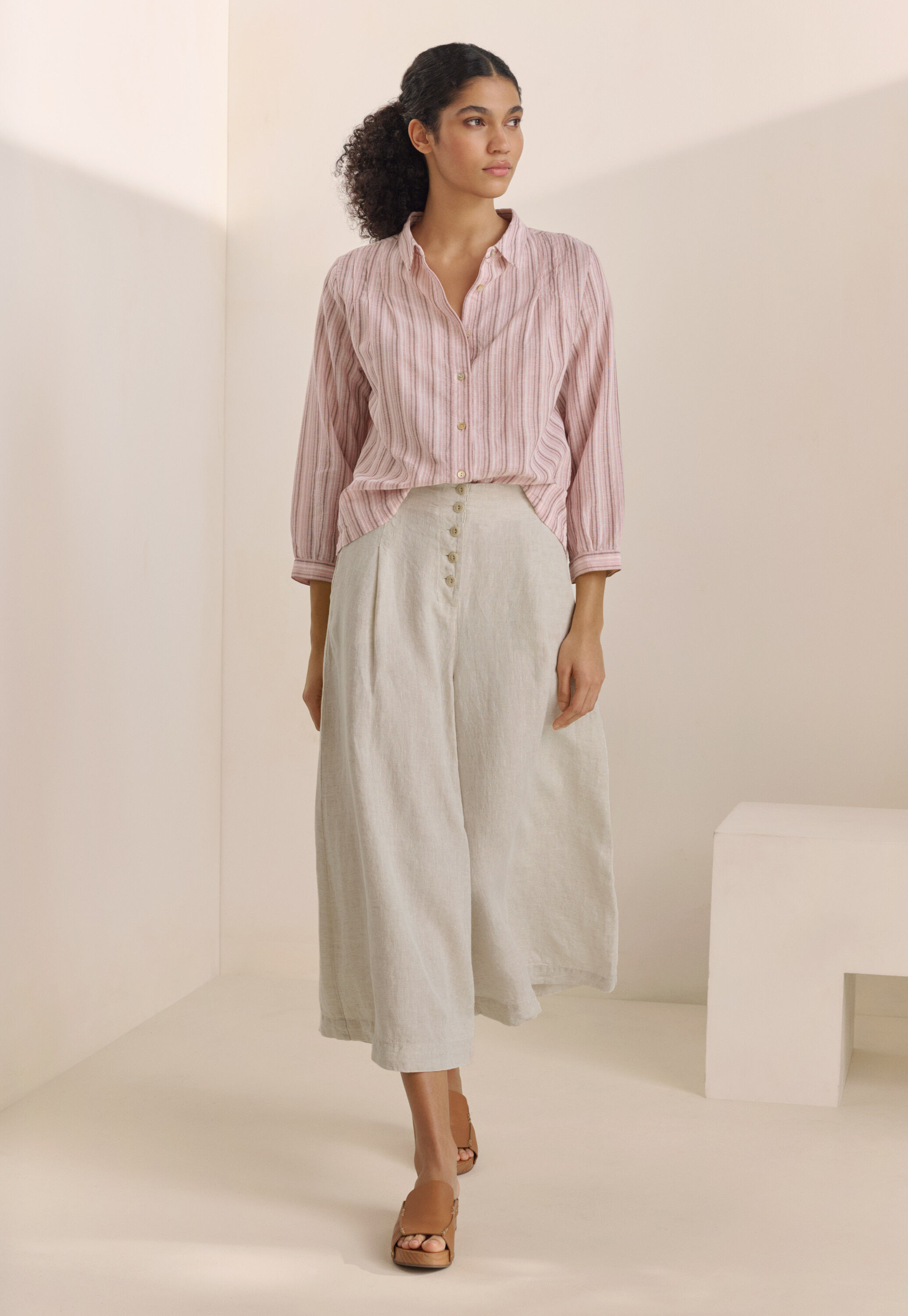 Striped pleated shirt