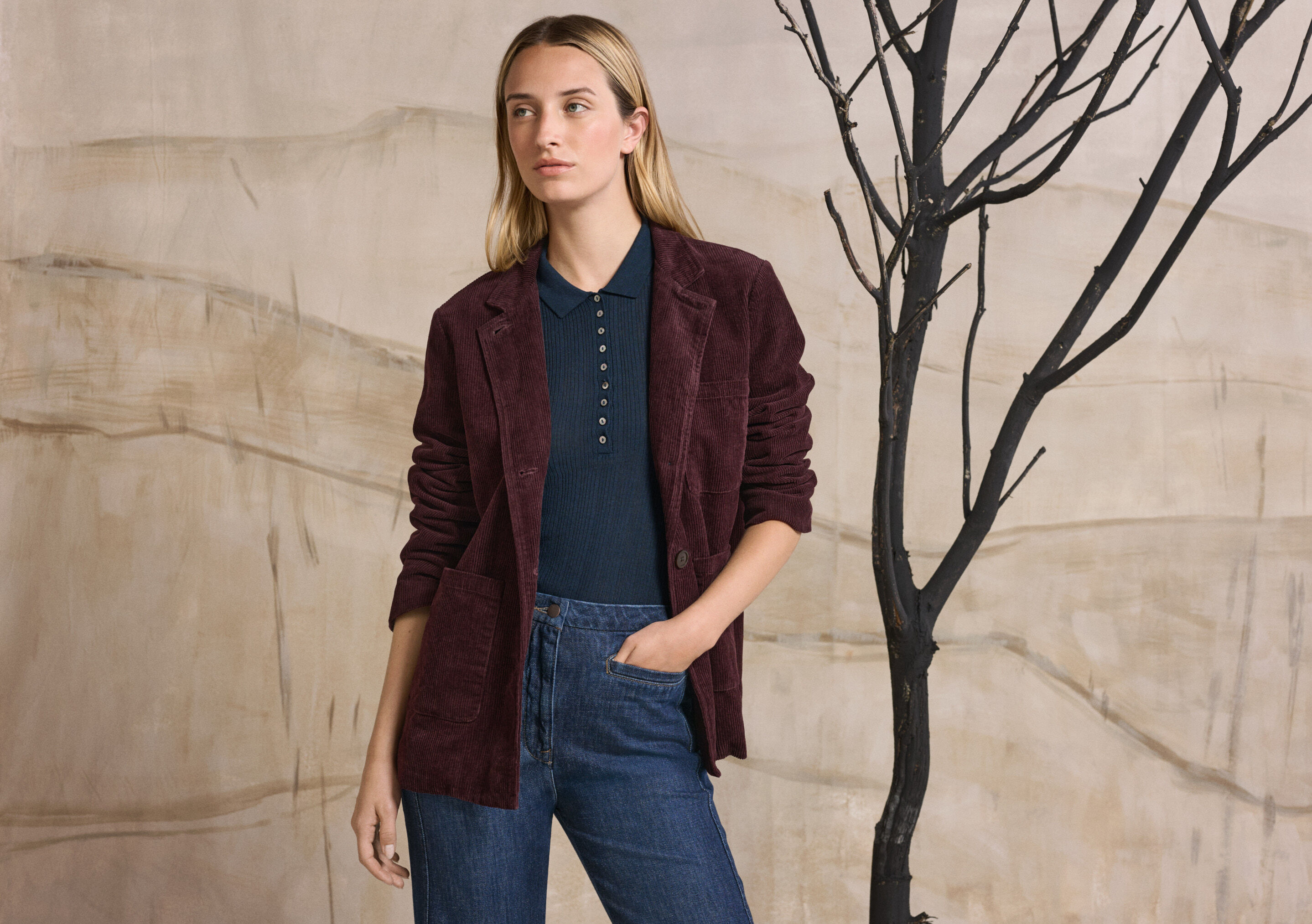 Cord patch-pocket jacket