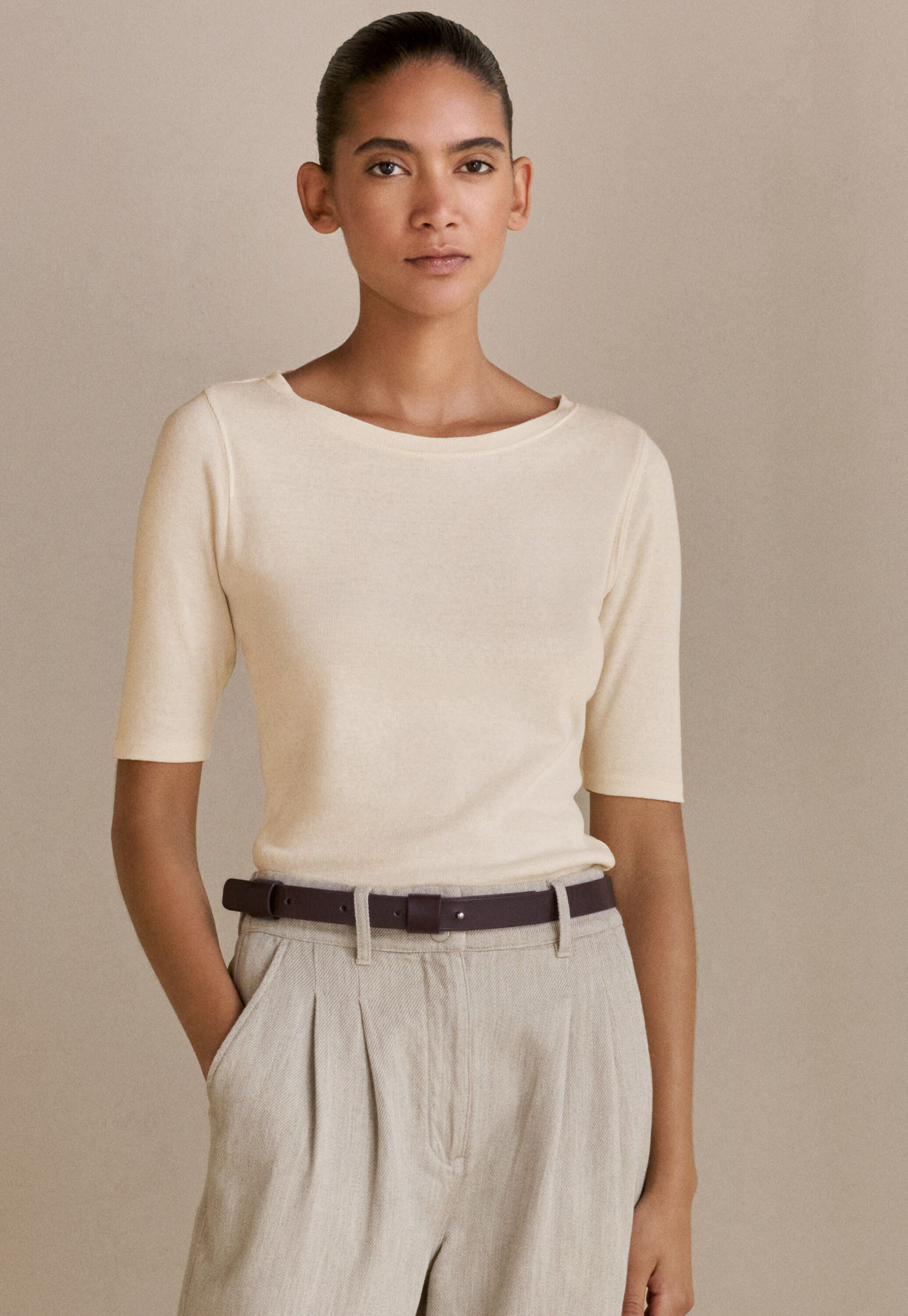 Ribbed jersey top