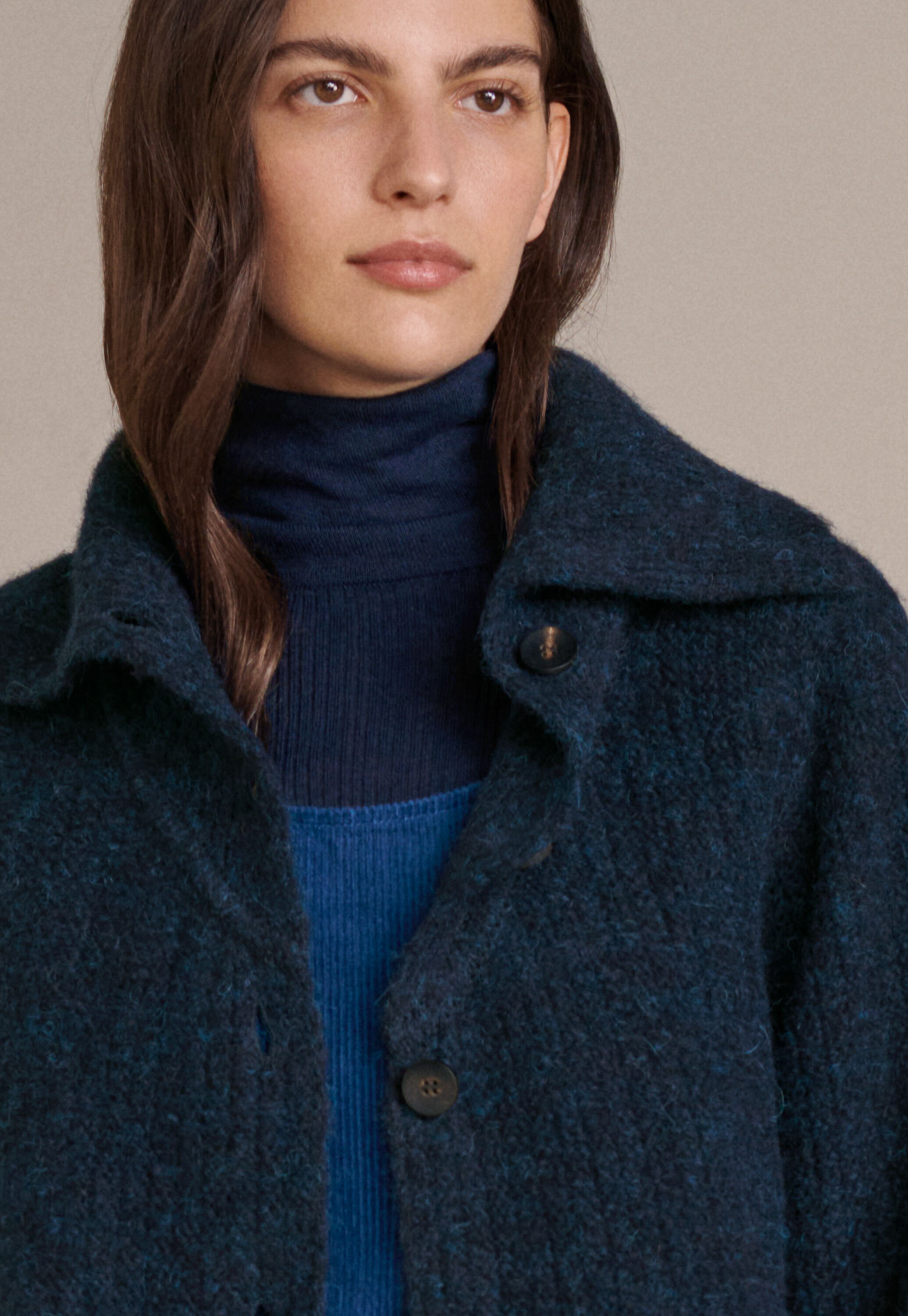 Funnel-neck cardigan