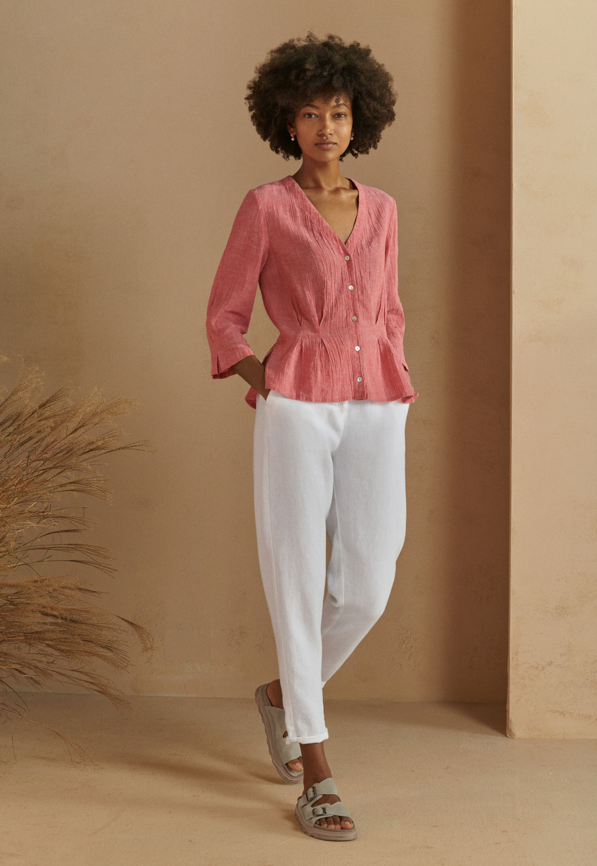 Pleat-waist shirt