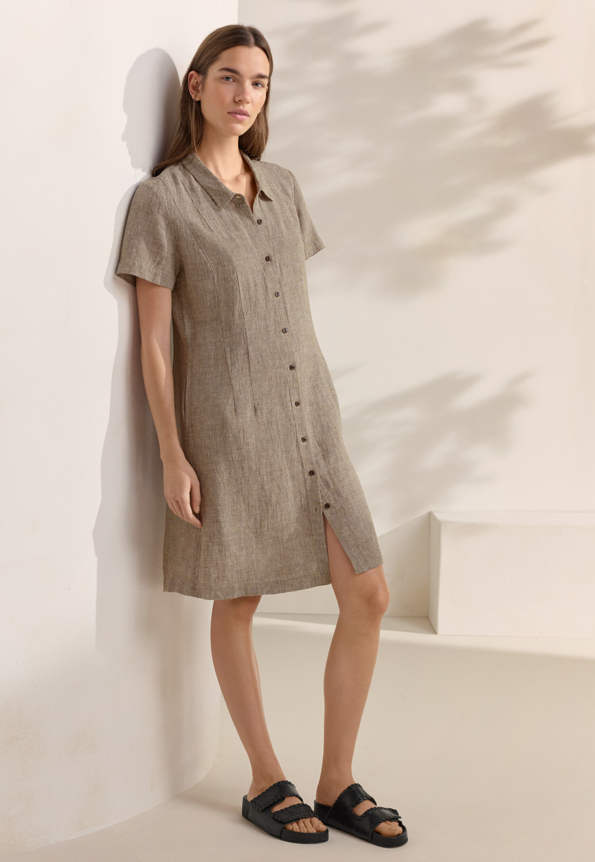 Short shirt-dress, Natural fern, large