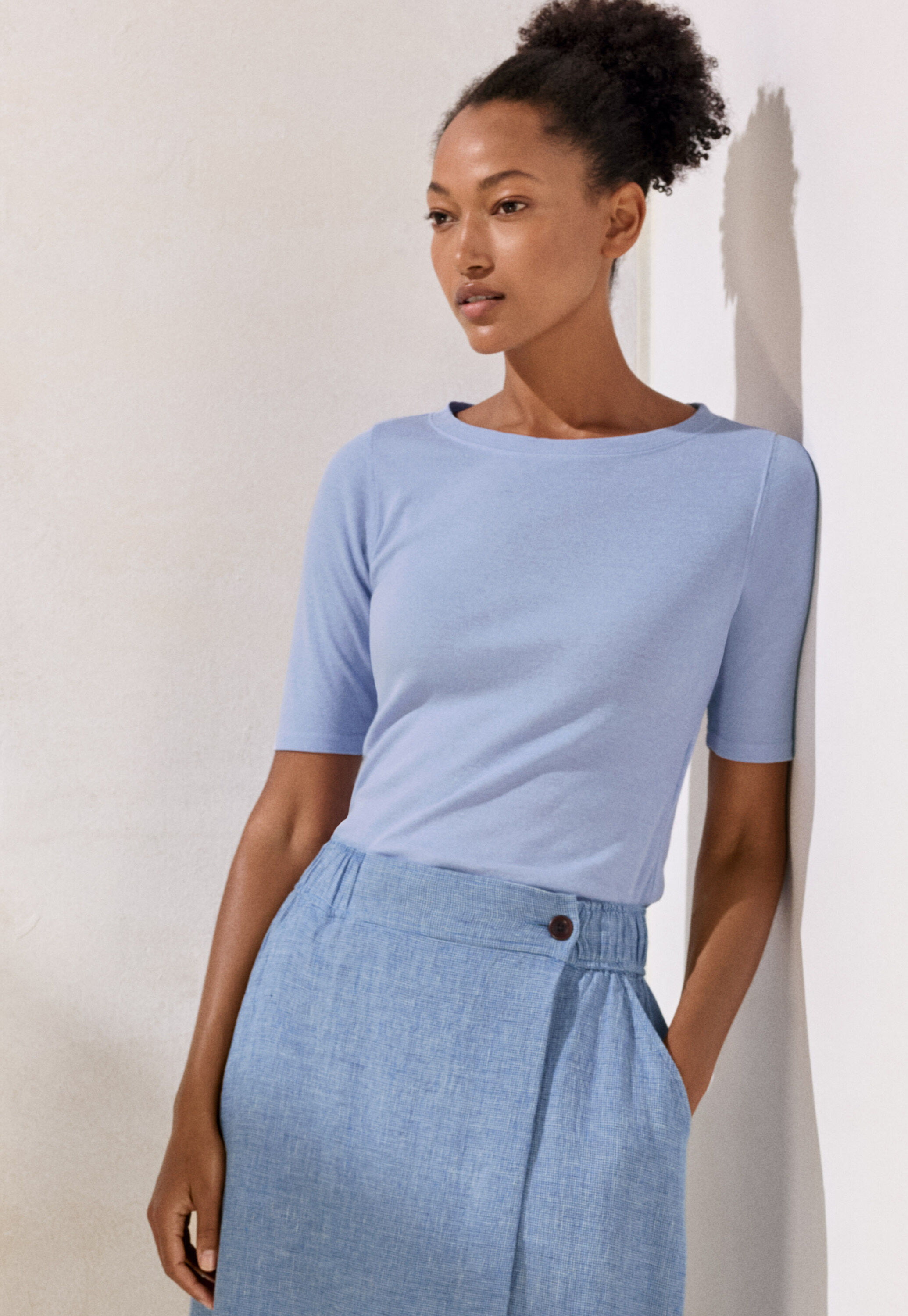 Ribbed jersey top