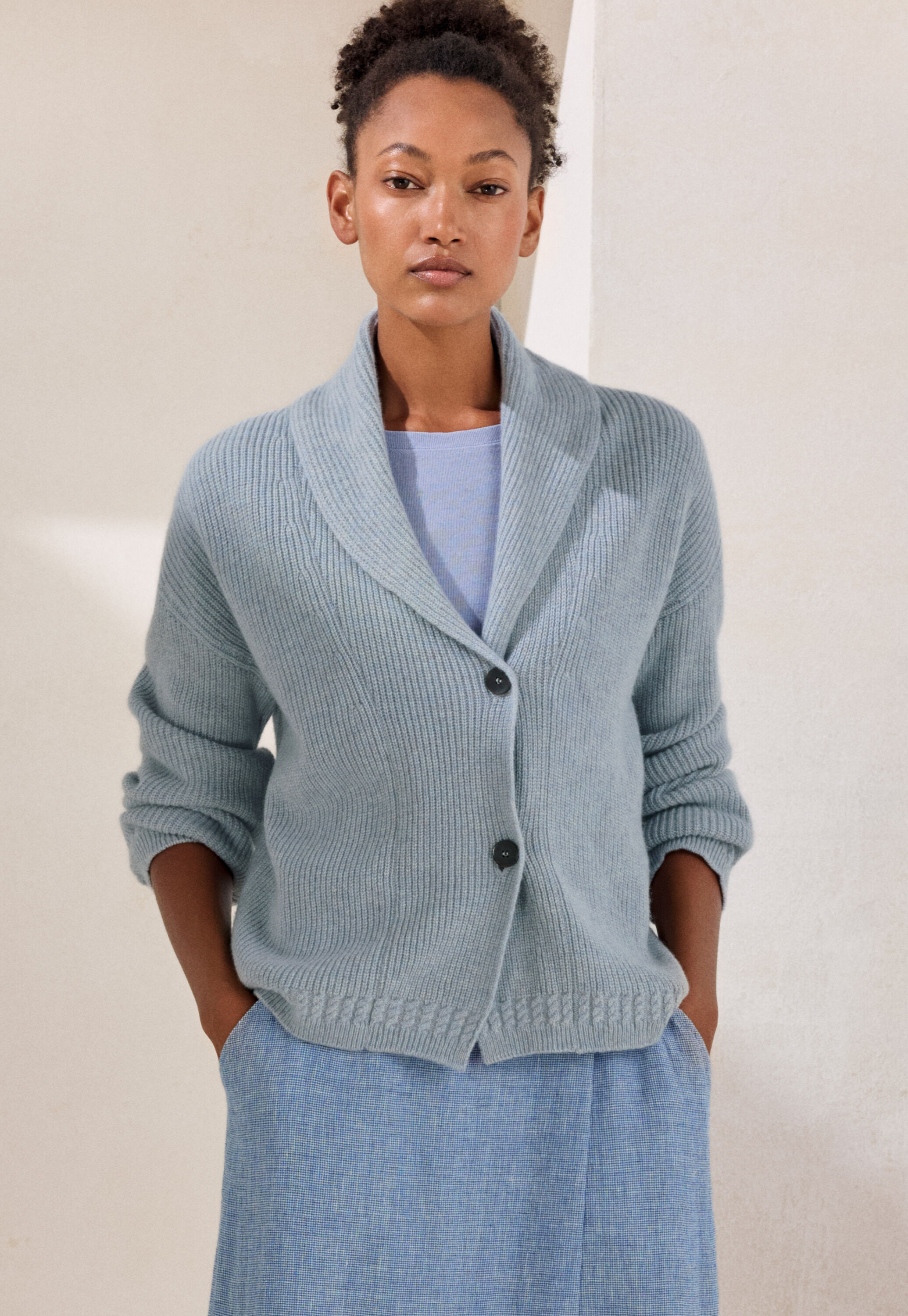Shawl-collar cardigan