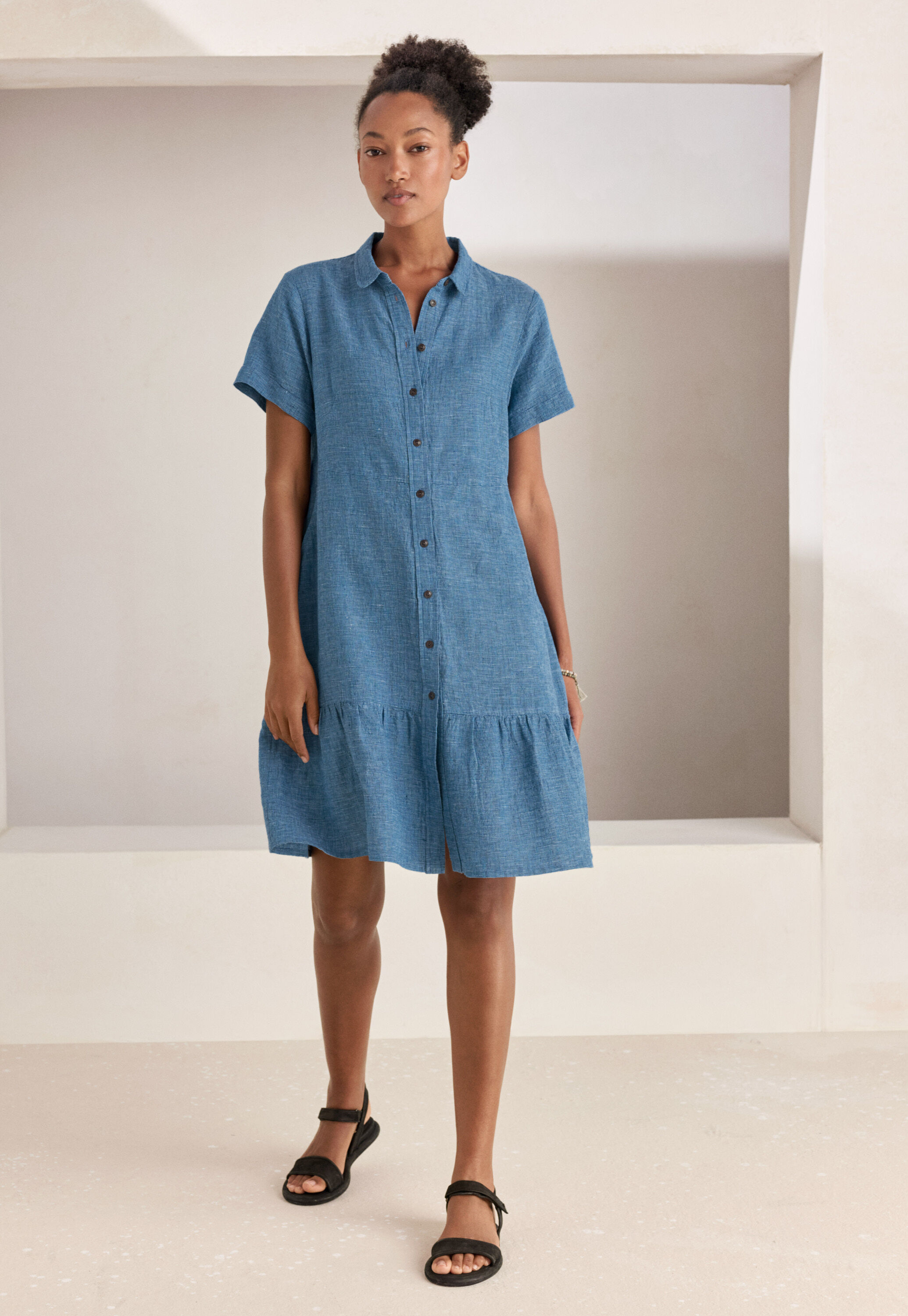 Gathered hem-seam dress