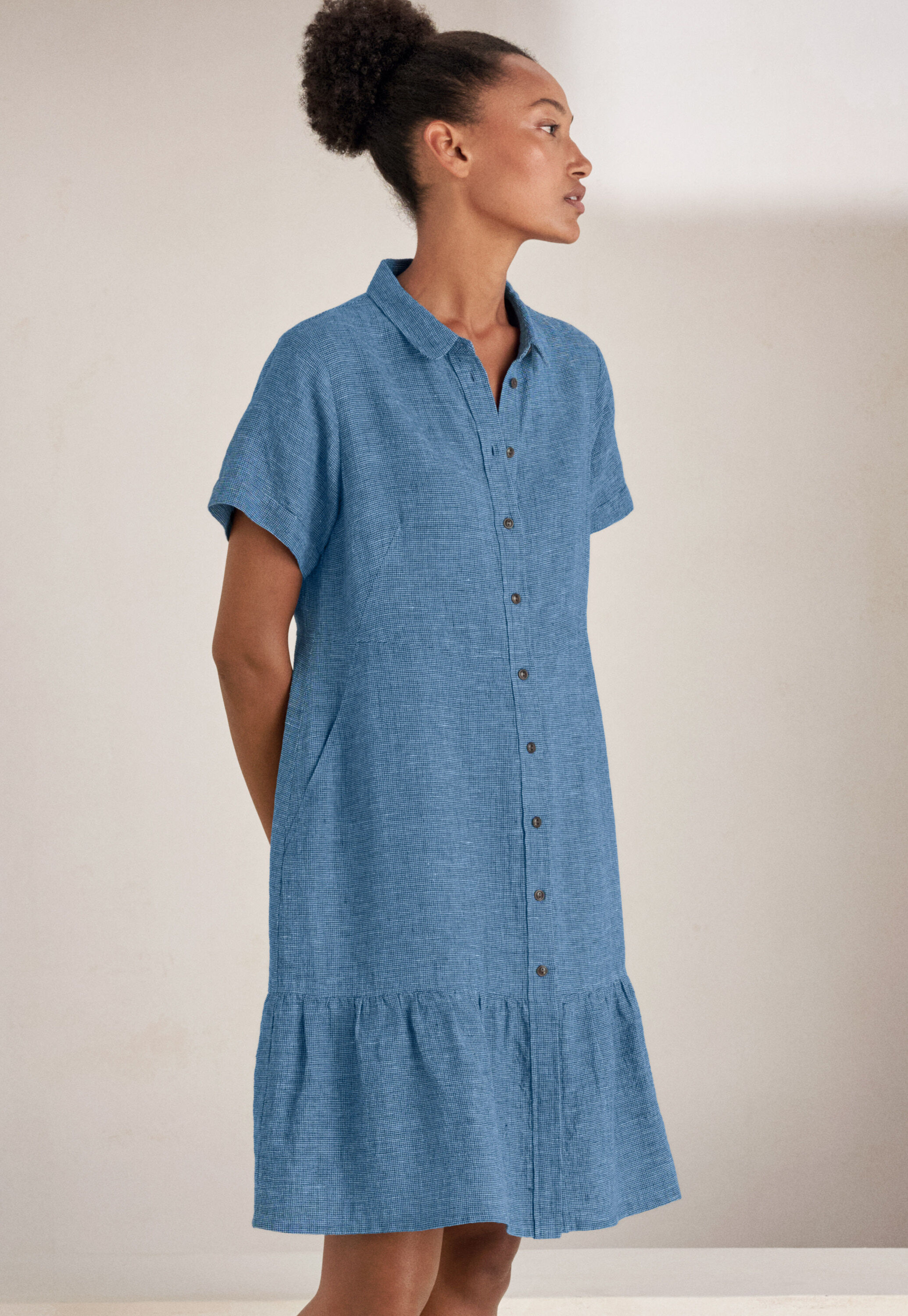 Gathered hem-seam dress
