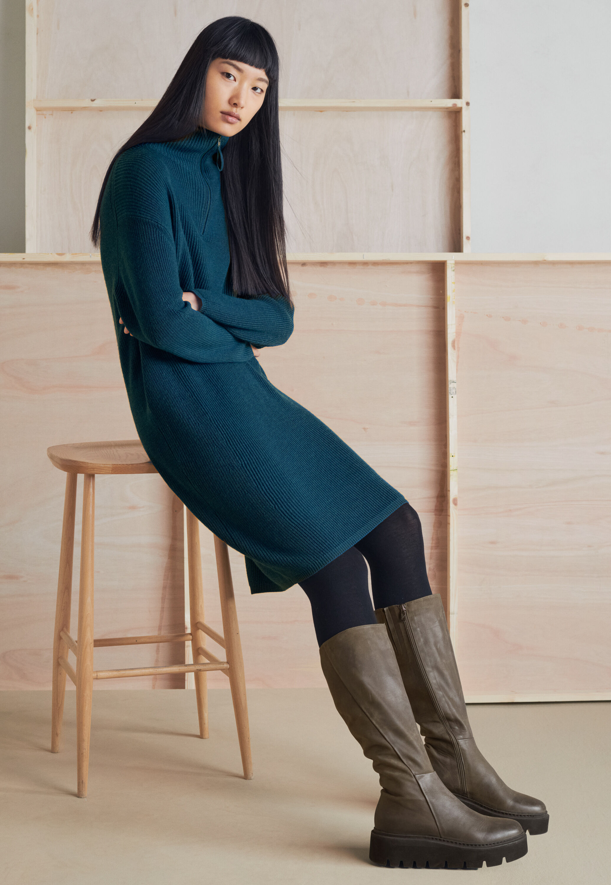Long boots, Brown khaki, large