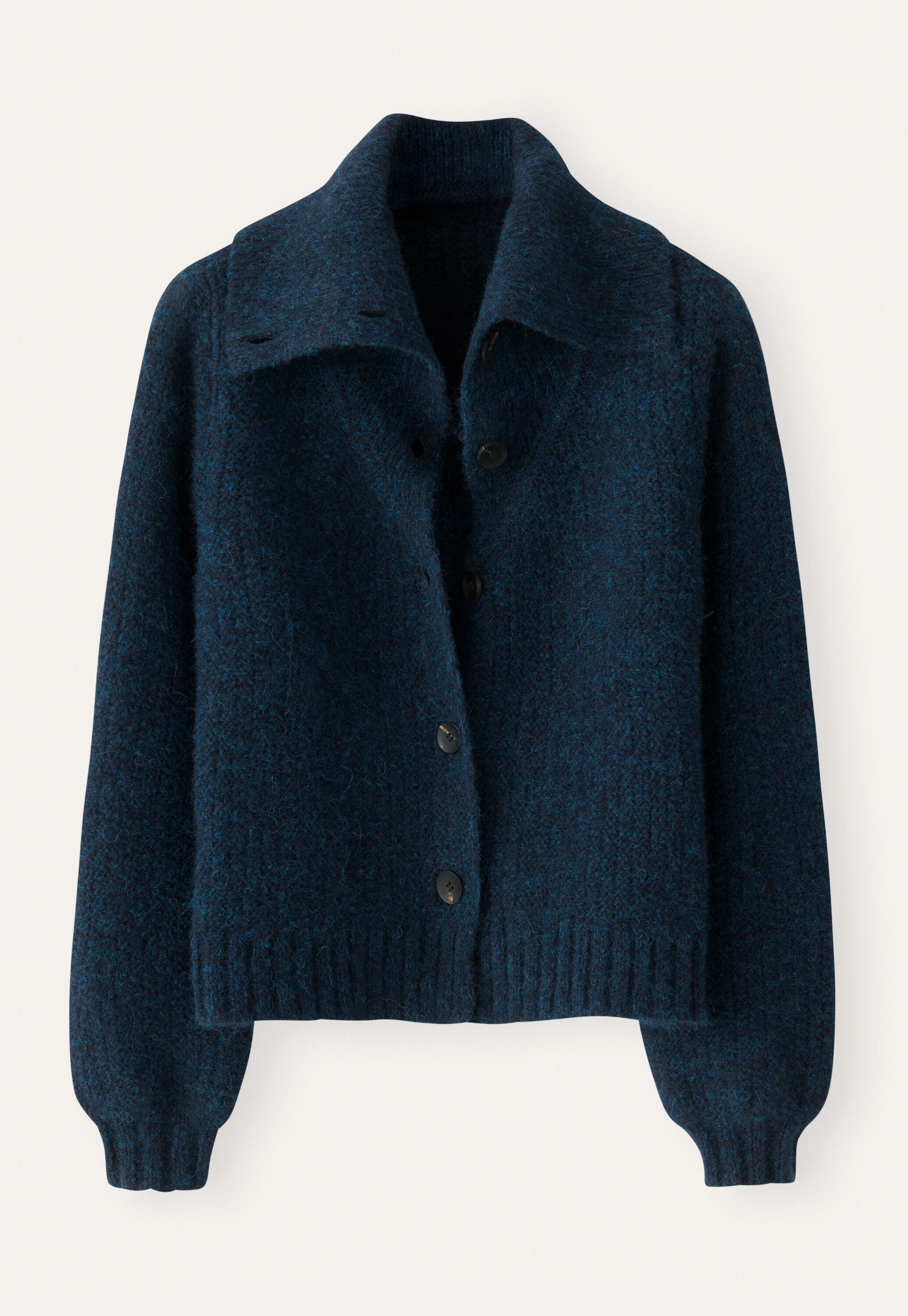 Funnel-neck cardigan