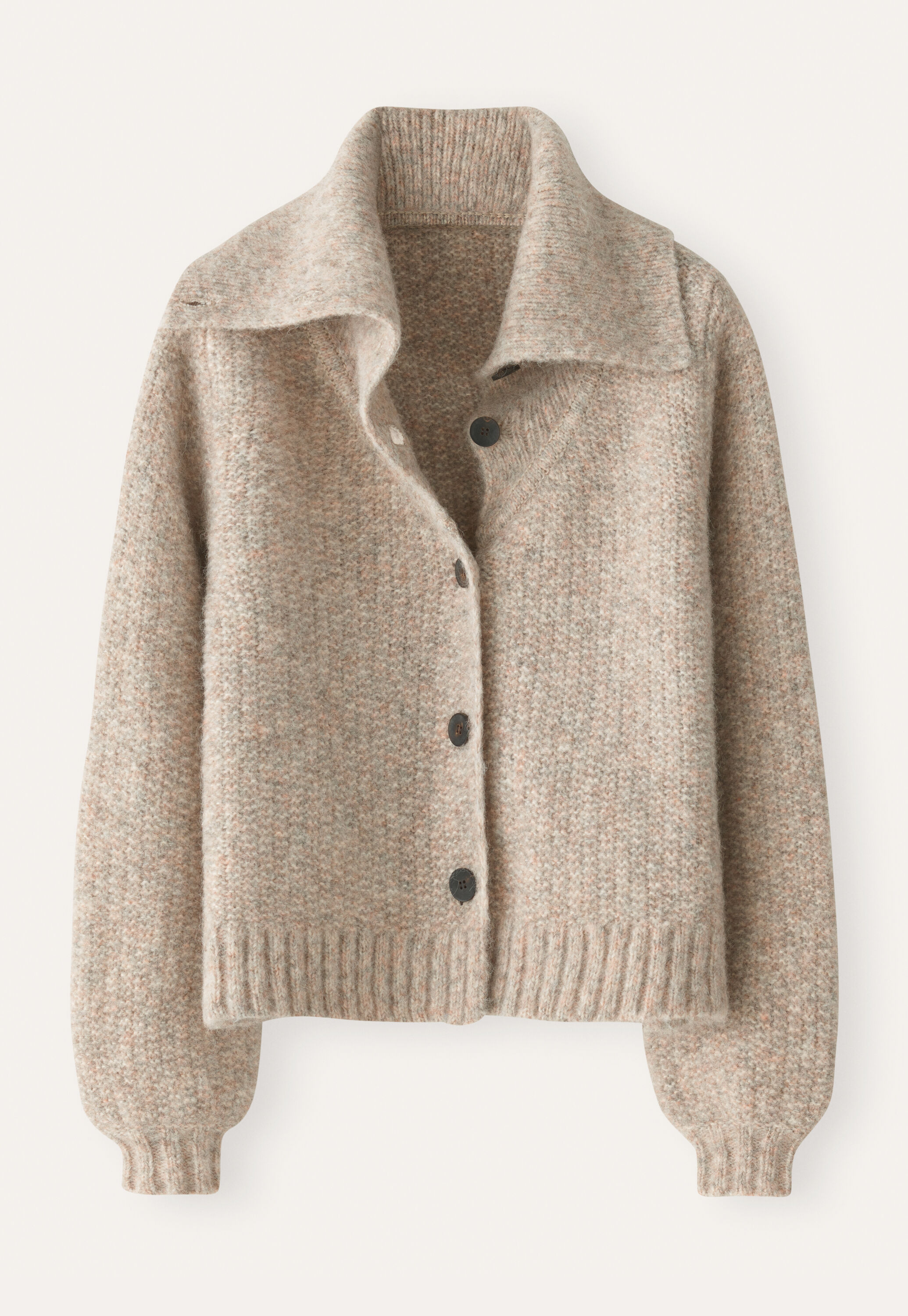 Funnel-neck cardigan
