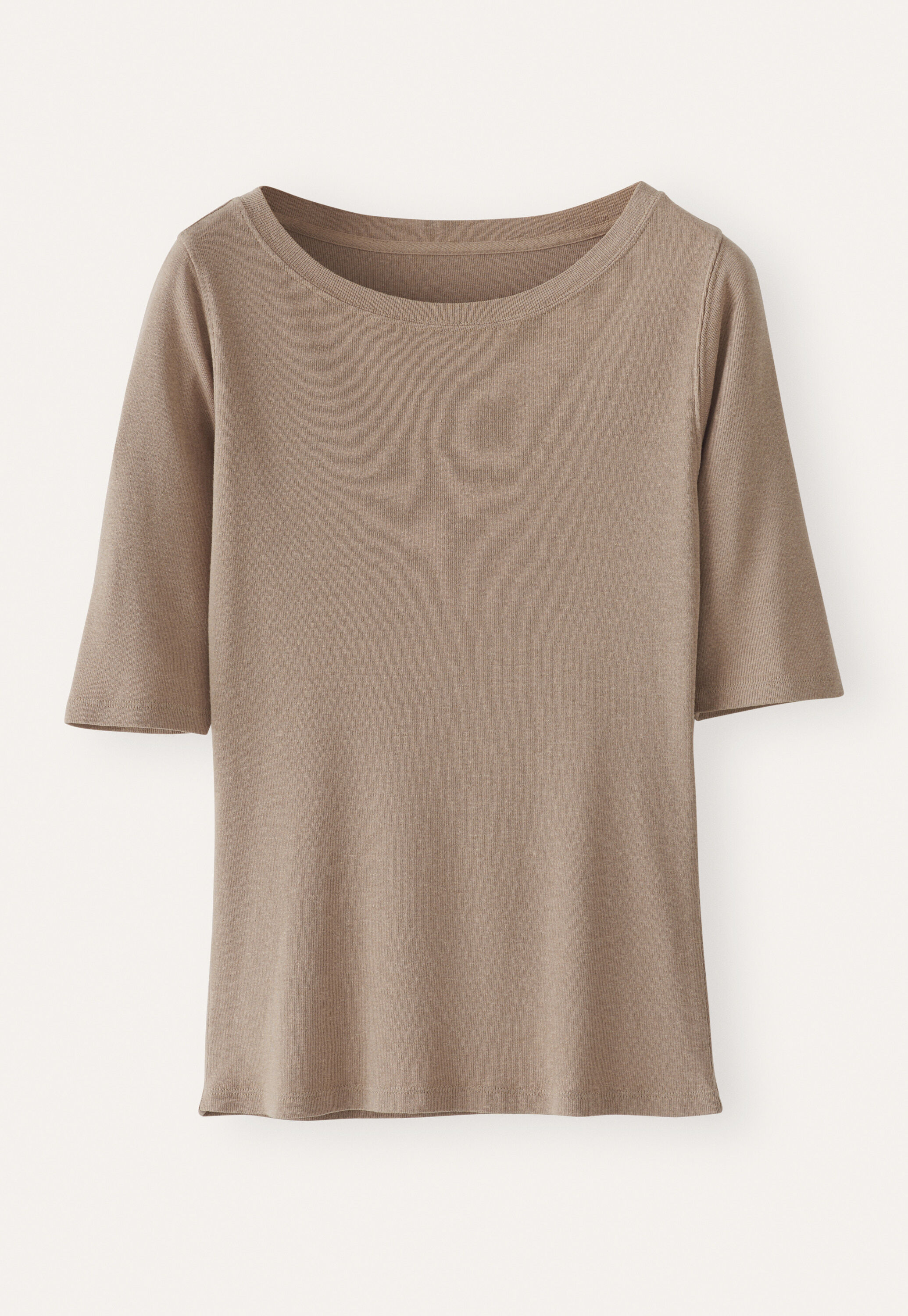 Ribbed jersey top, Taupe, large