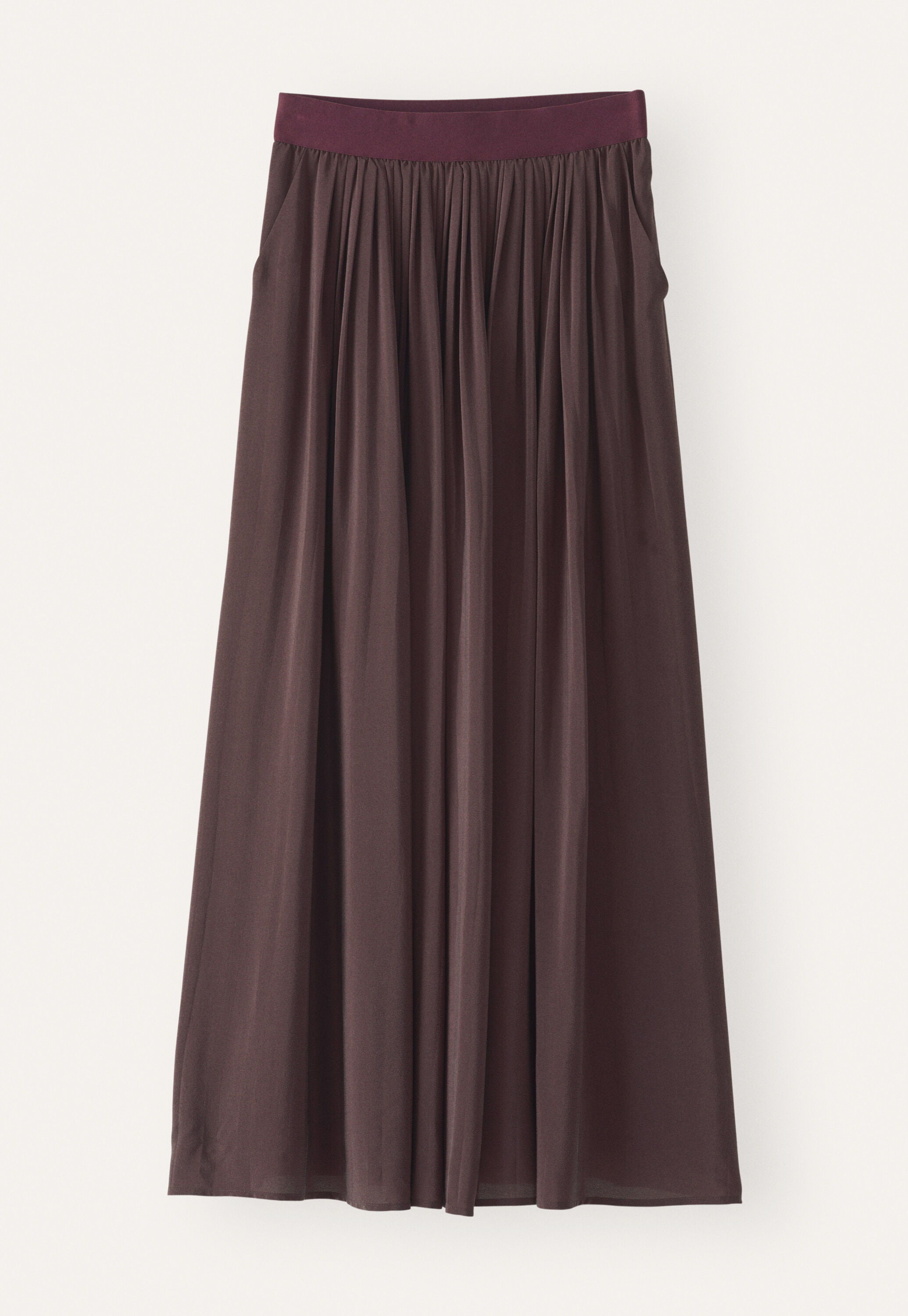 Long pleated skirt, Dark chocolate, large